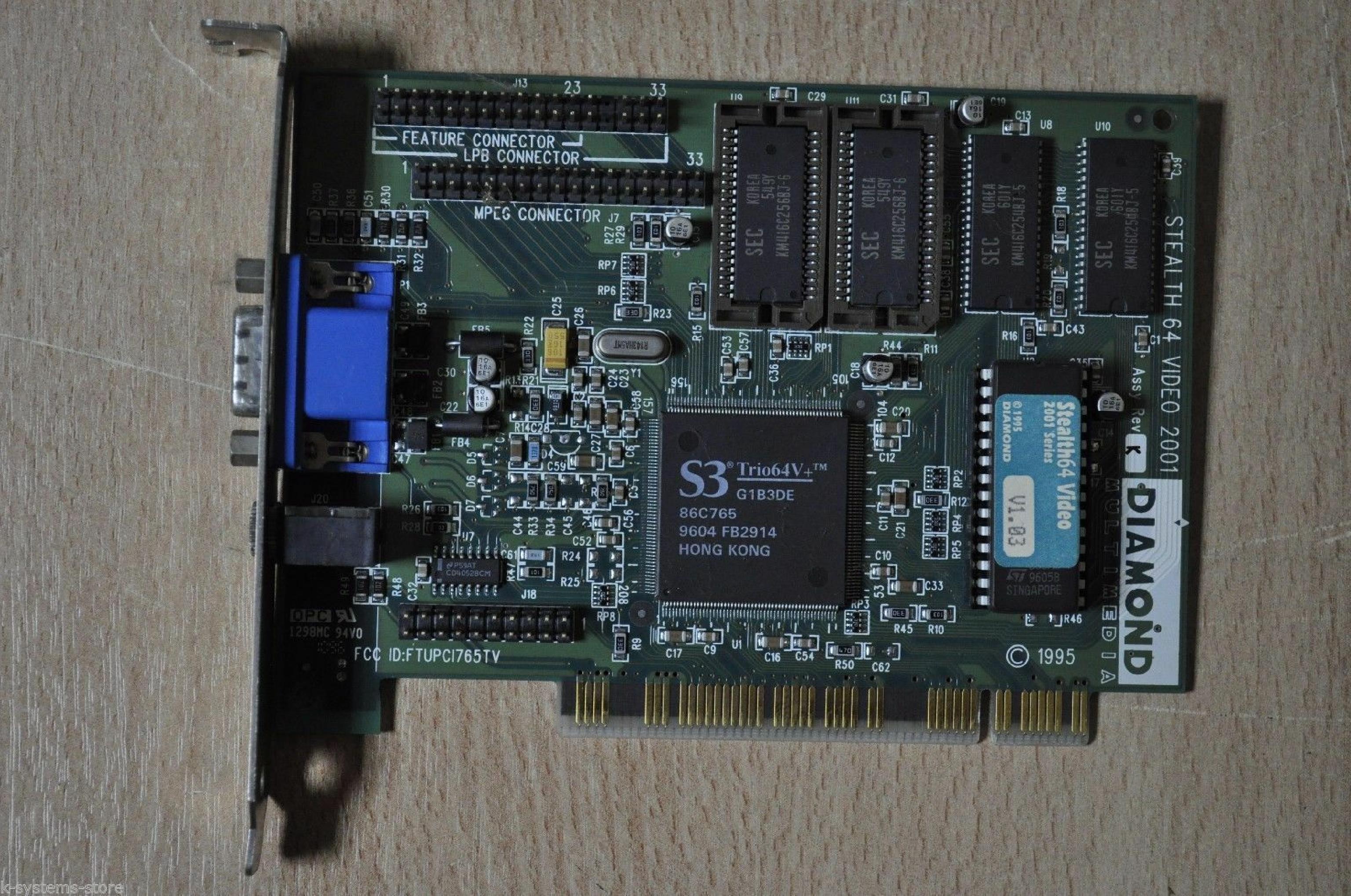 DIAMOND MULTIMEDIA SYSTEMS FTUPCI765TV PCI VGA S3 TRIO64V+ 2MB RAM