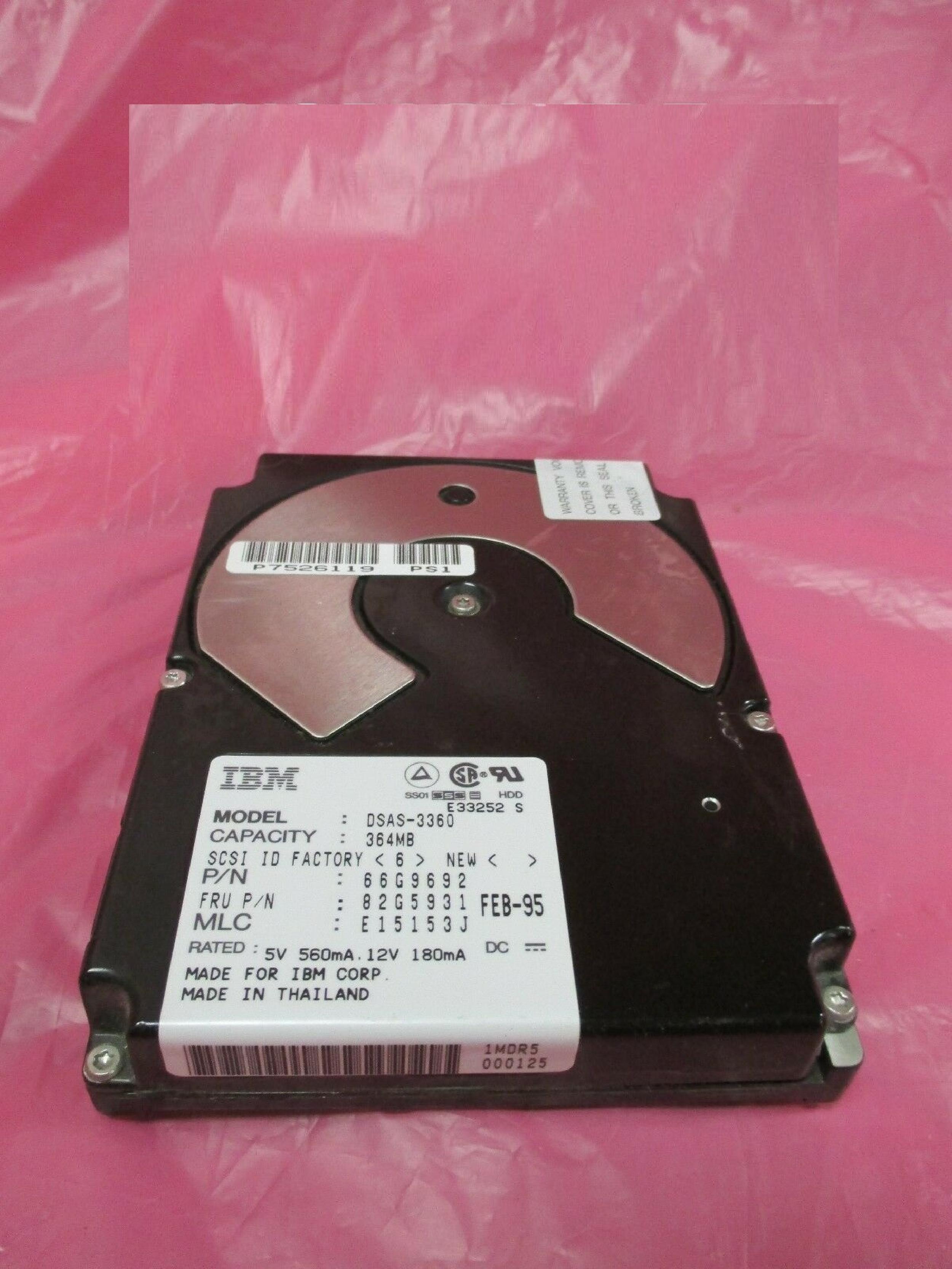 IBM 82G5931 364MB 3.5 50 PIN HARD DRIVE INCH
