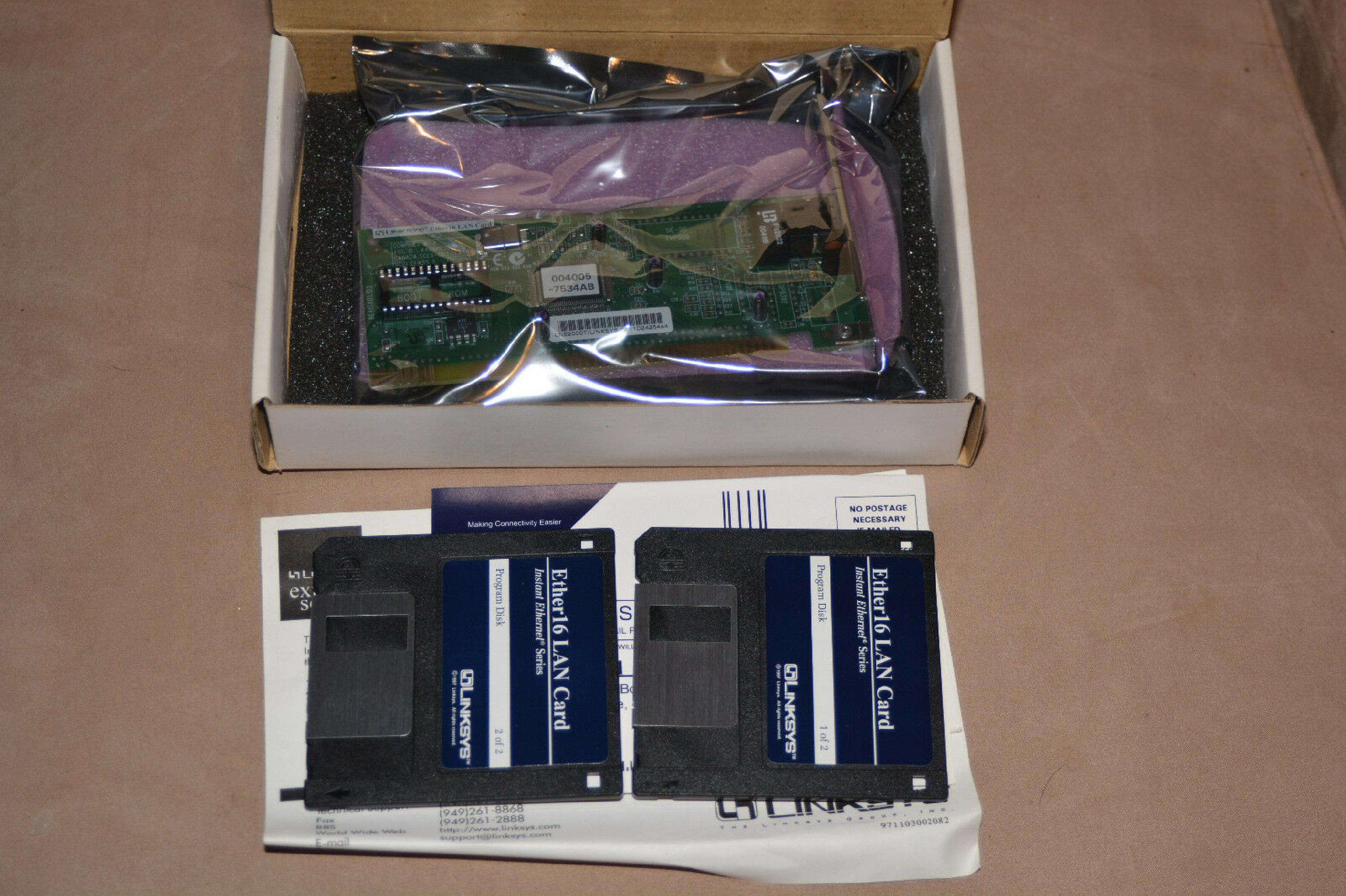 LINKSYS ETHER16 ISA TP AND COAX ETHERNET CARD