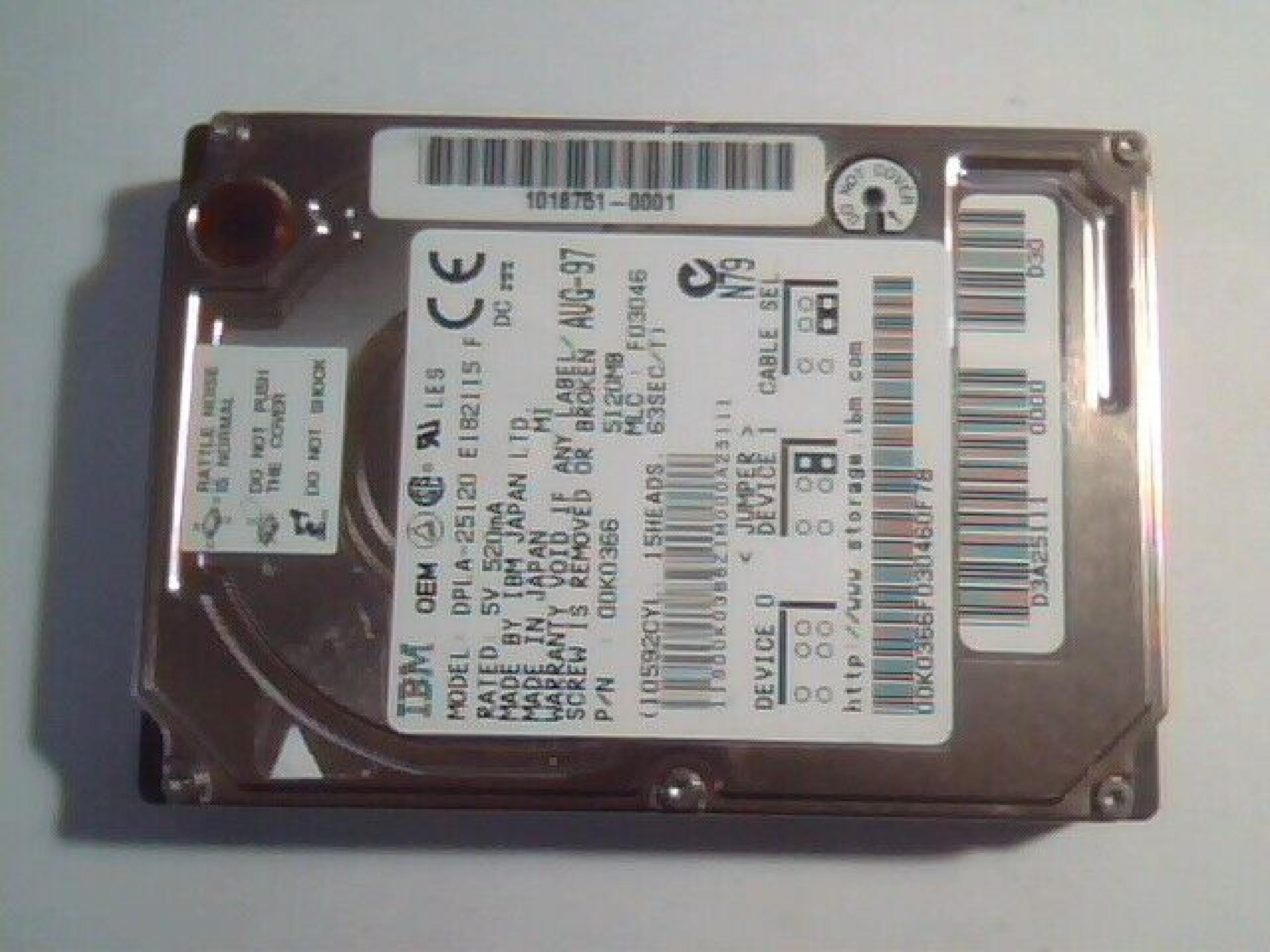 IBM 00K0366 5.1GB HARD DRIVE 17MM TECRA 750 780DVD ETC 5GB 2.5 INCH IDE MLC F03056