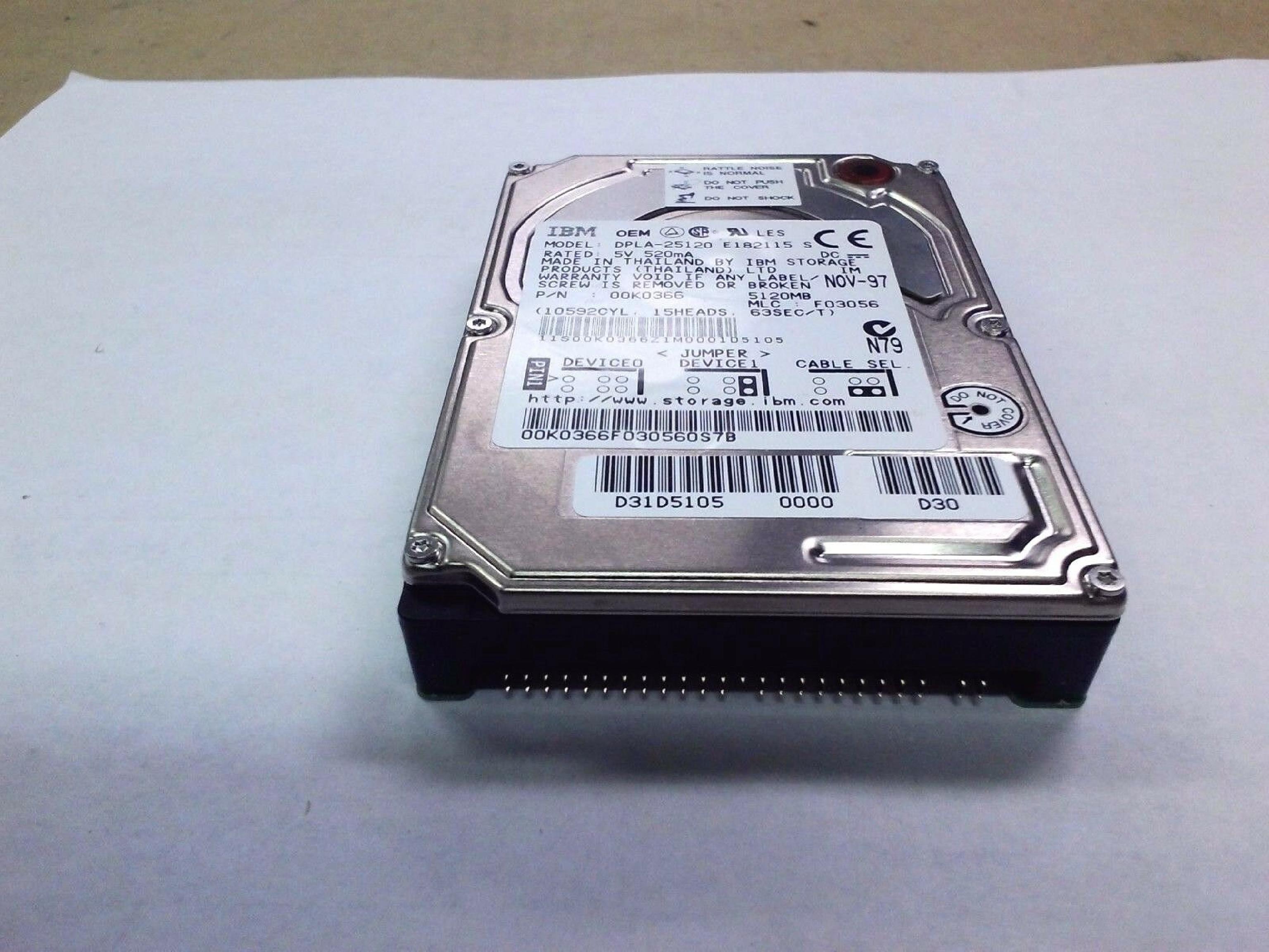 IBM 00K0366 5.1GB HARD DRIVE 17MM TECRA 750 780DVD ETC 5GB 2.5 INCH IDE MLC F03056