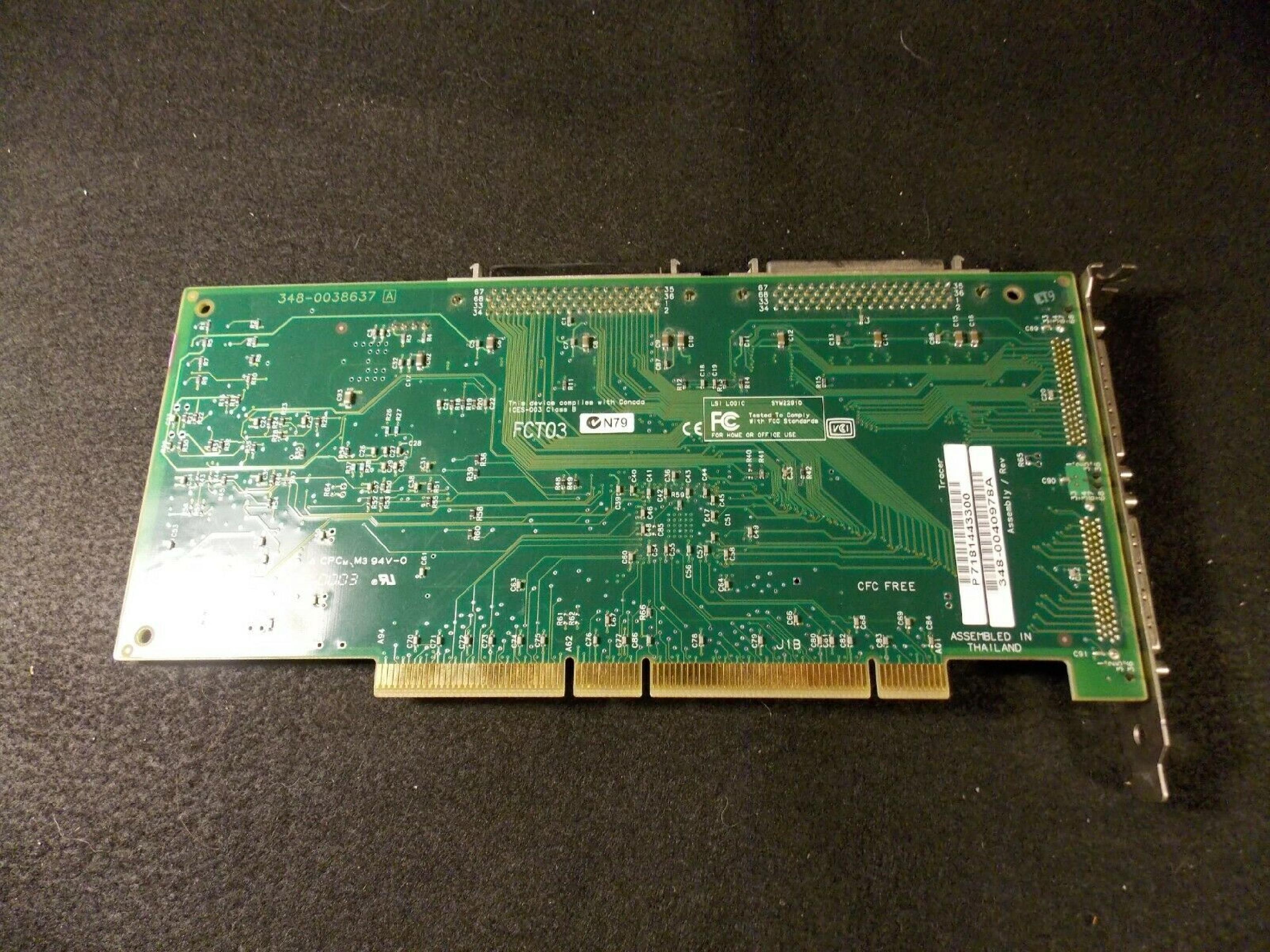 LSI LOGIC / SYMBIOS SYM22910 64BIT PCI DUAL CHANNEL SCSI LVD CARD 64 BIT LVD/SE CONTROLLER U160 PORT