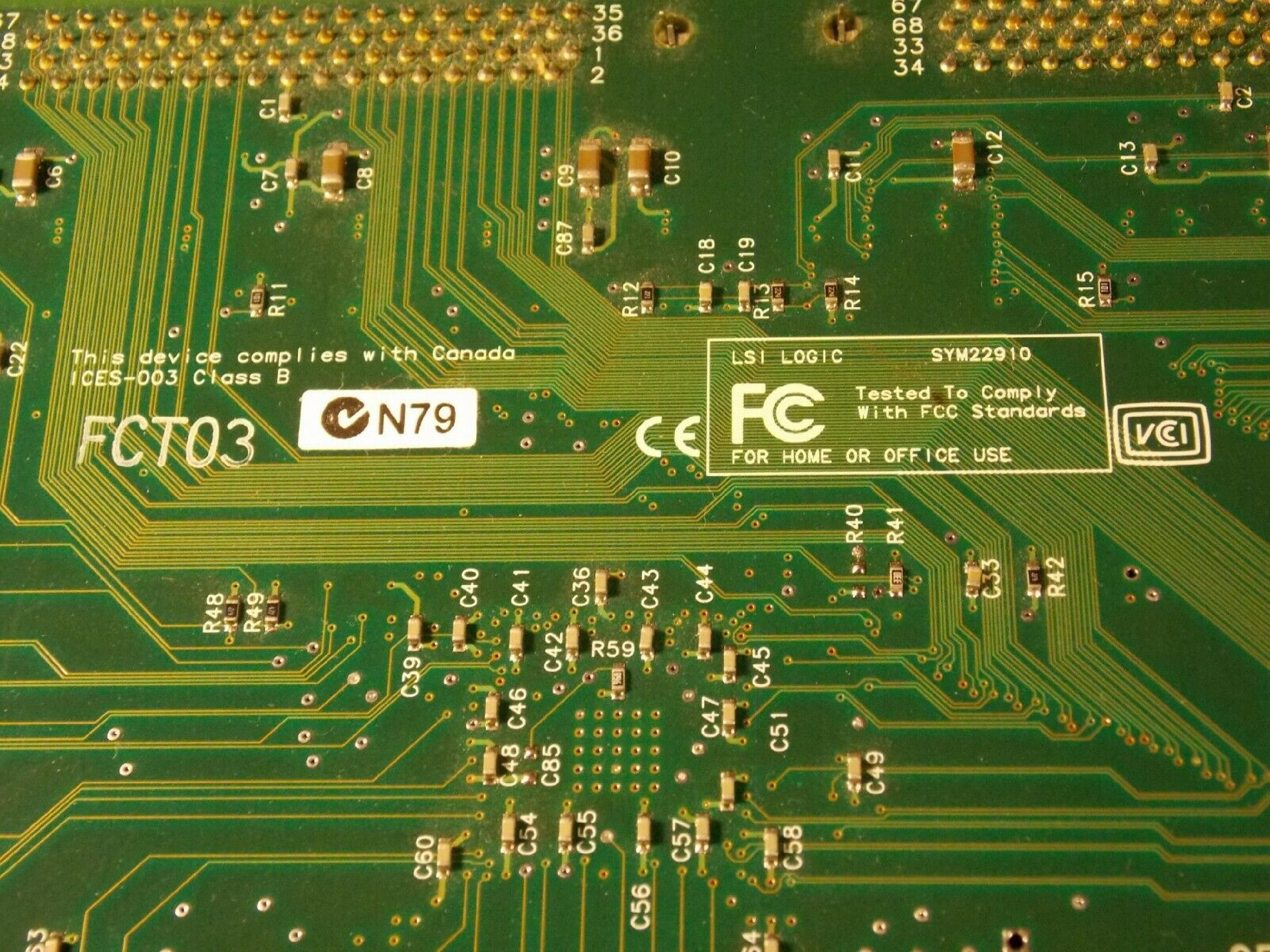 LSI LOGIC / SYMBIOS SYM22910 64BIT PCI DUAL CHANNEL SCSI LVD CARD 64 BIT LVD/SE CONTROLLER U160 PORT