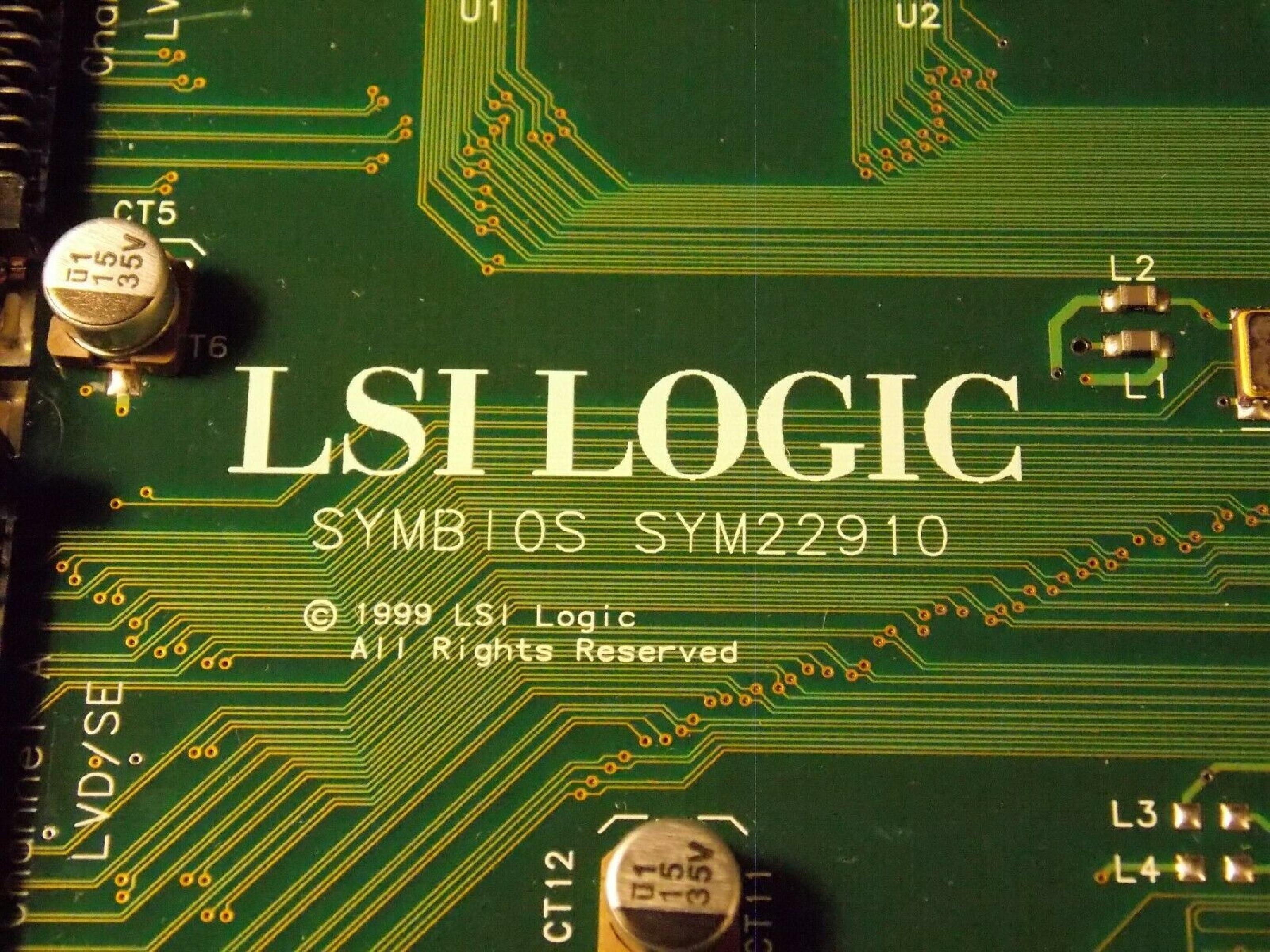 LSI LOGIC / SYMBIOS SYM22910 64BIT PCI DUAL CHANNEL SCSI LVD CARD 64 BIT LVD/SE CONTROLLER U160 PORT