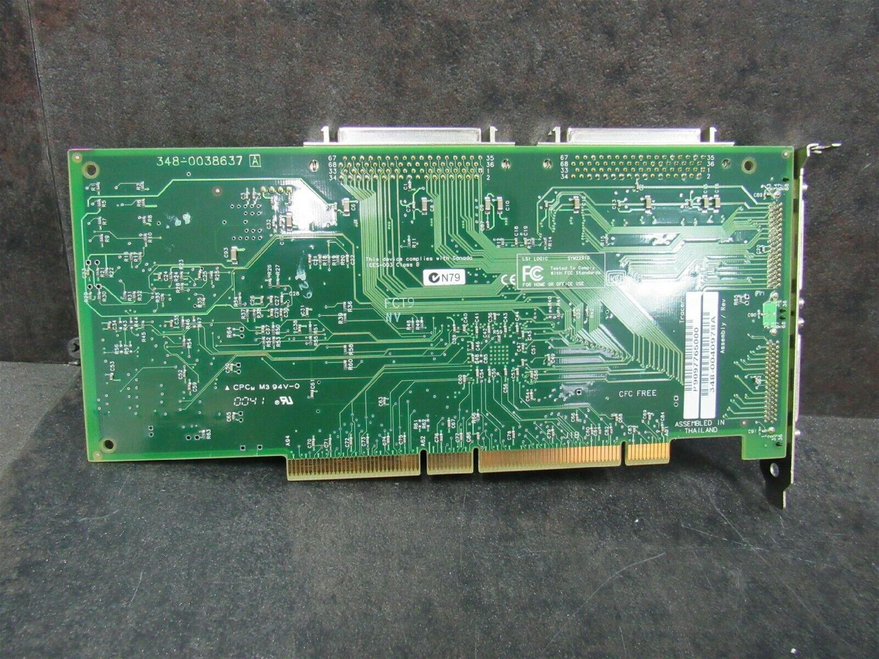 LSI LOGIC / SYMBIOS SYM22910 64BIT PCI DUAL CHANNEL SCSI LVD CARD 64 BIT LVD/SE CONTROLLER U160 PORT