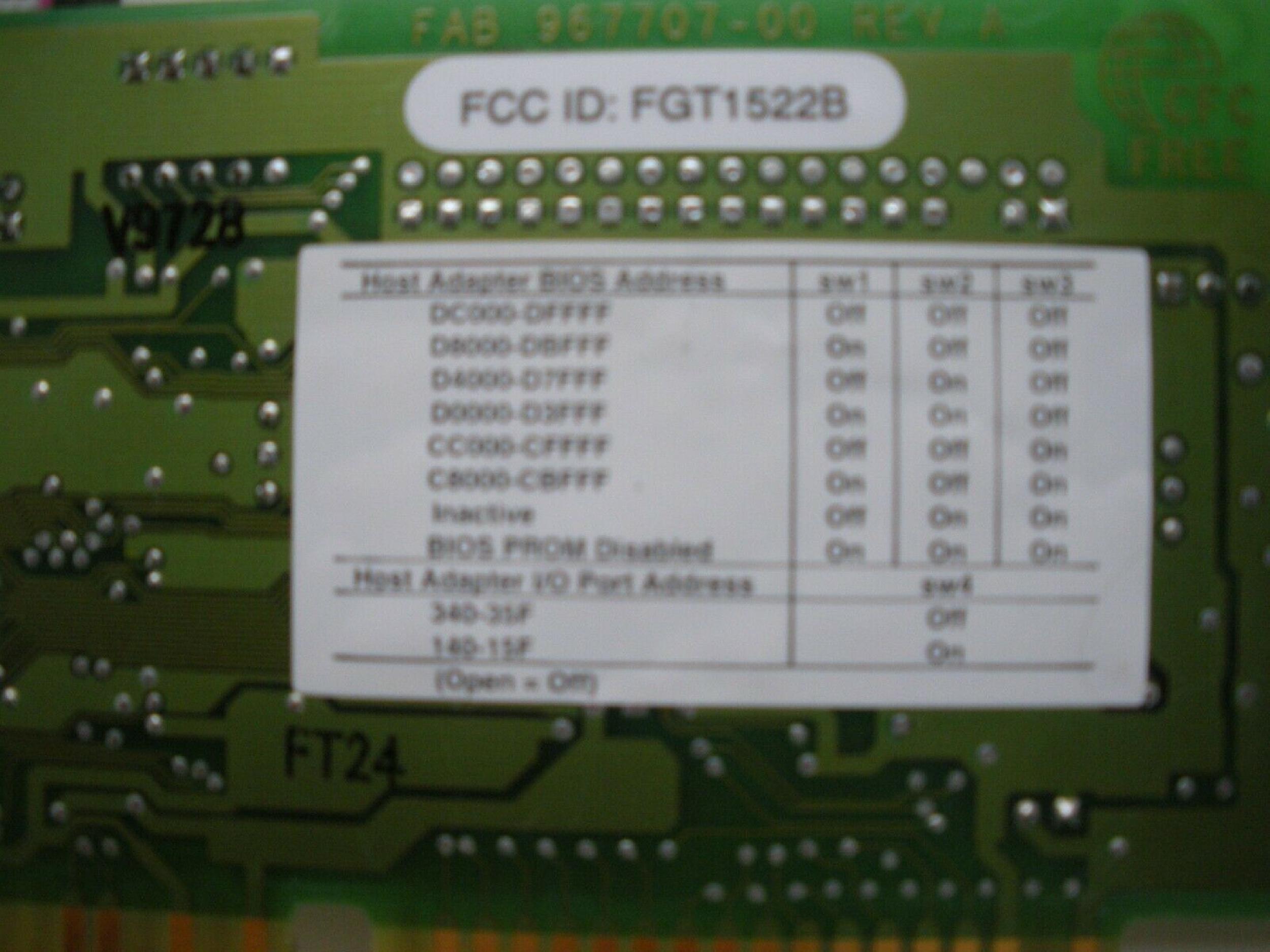 ADAPTEC AHA-1510/20/22B HARD DRIVE AND FLOPPY CONTROLLER CARD