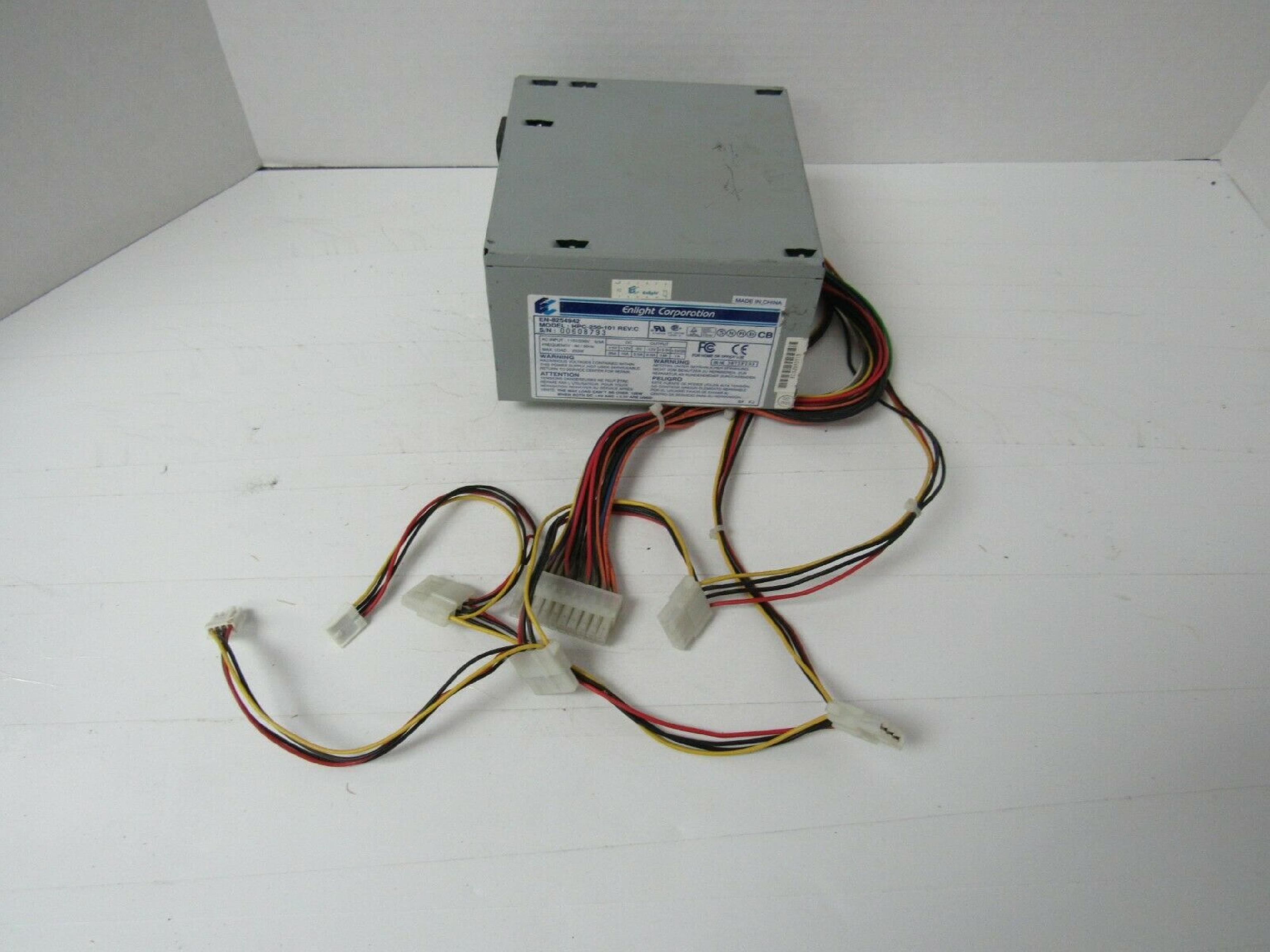 ENLIGHT CORPORATION HPC-250-101 250W POWER SUPPLY 250 WATT ATX VERY LONG CABLES