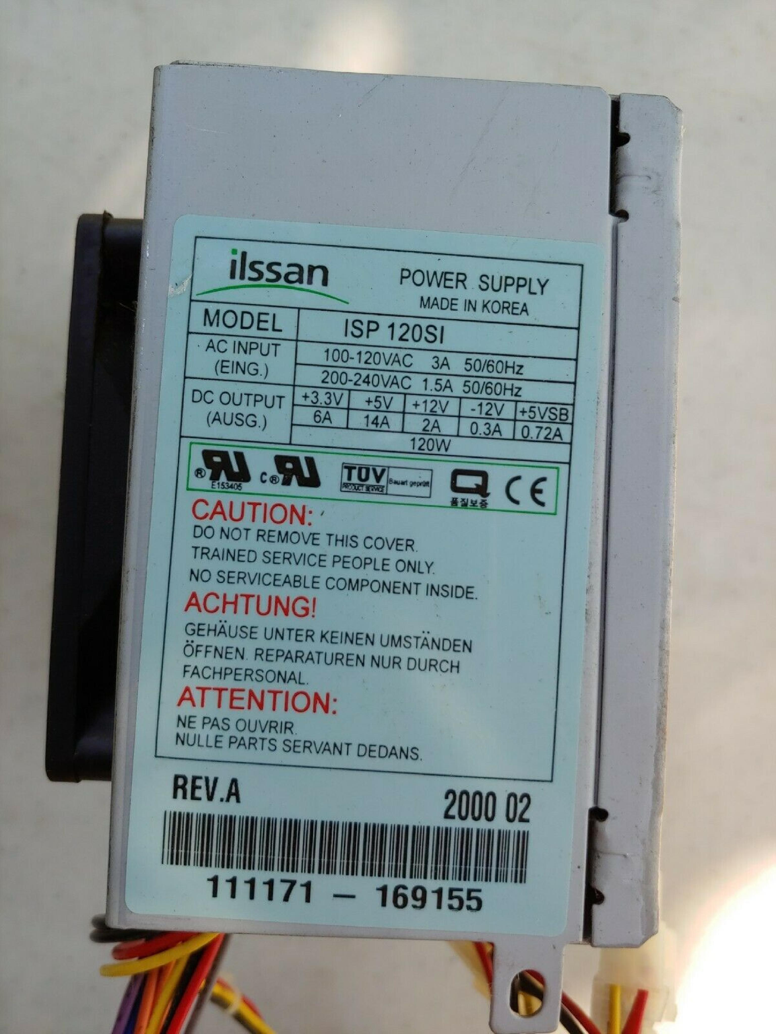 ILSSAM / ILSSAN ISP 120SI 120W POWER SUPPLY MICRO ATX 20PIN