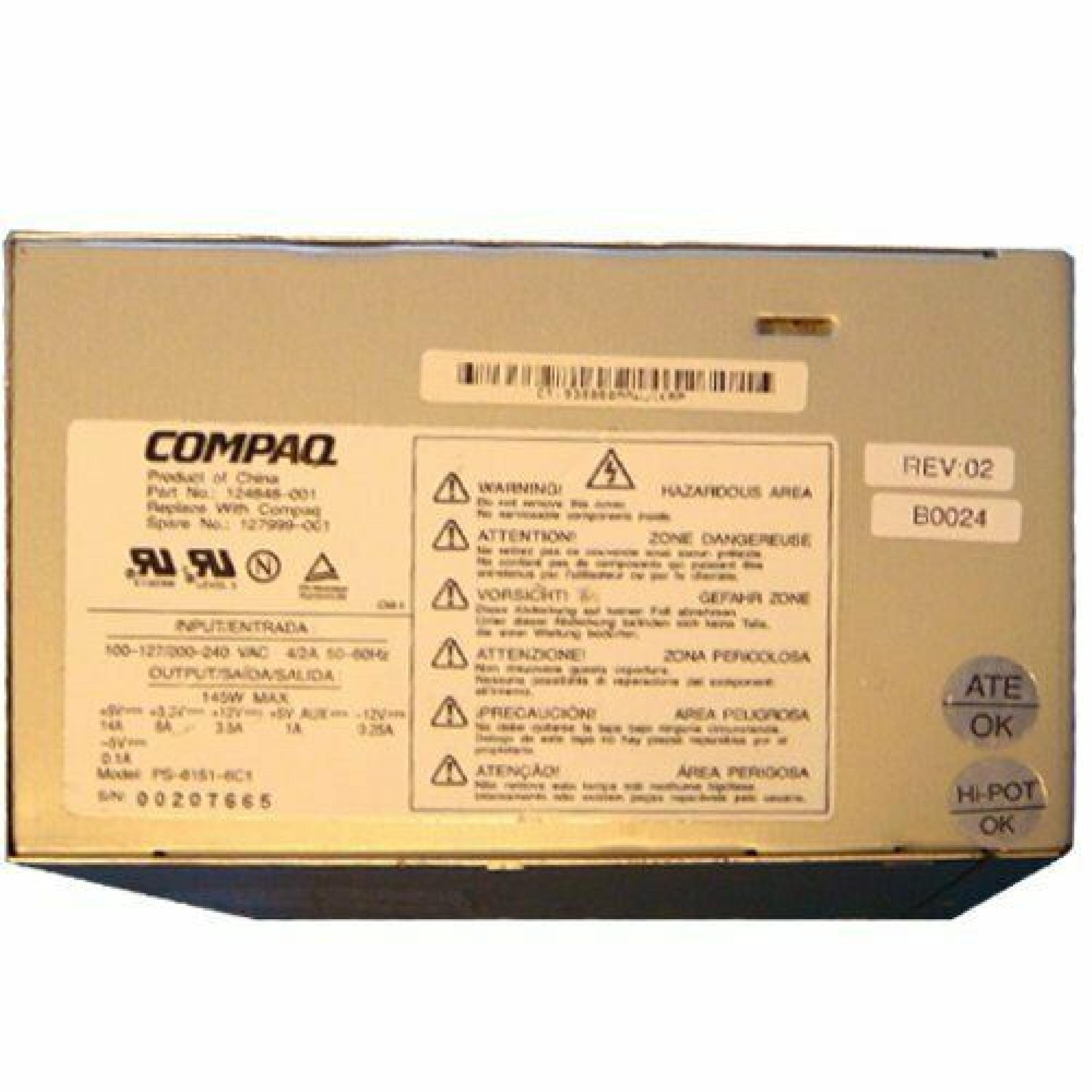 ACBEL / COMPAQ / HEWLETT PACKARD / HP / MITAC 127999-001 250W POWER SUPPLY 145W ATX 145