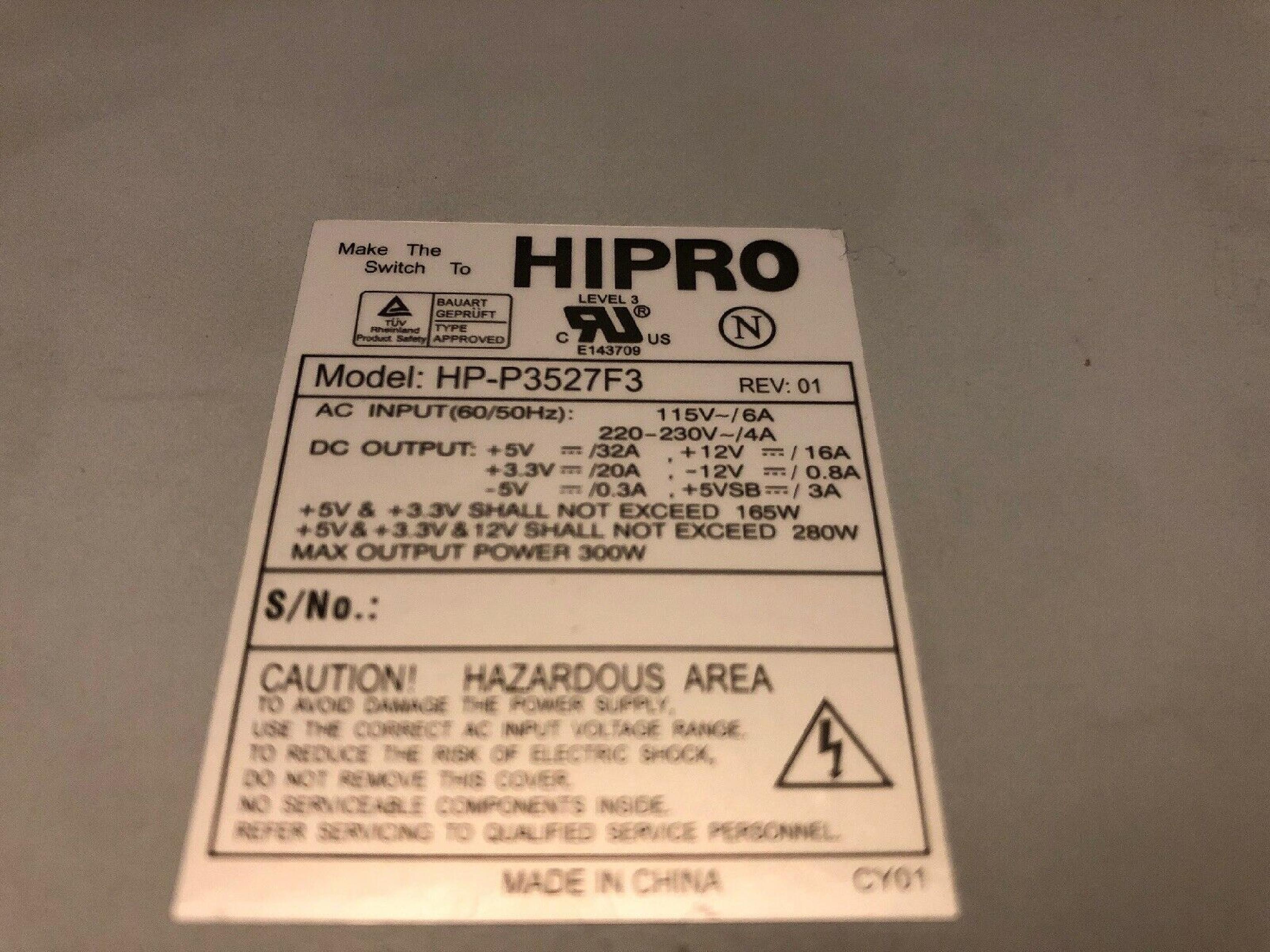 HIPRO HP-P3527F3 300W POWER SUPPLY