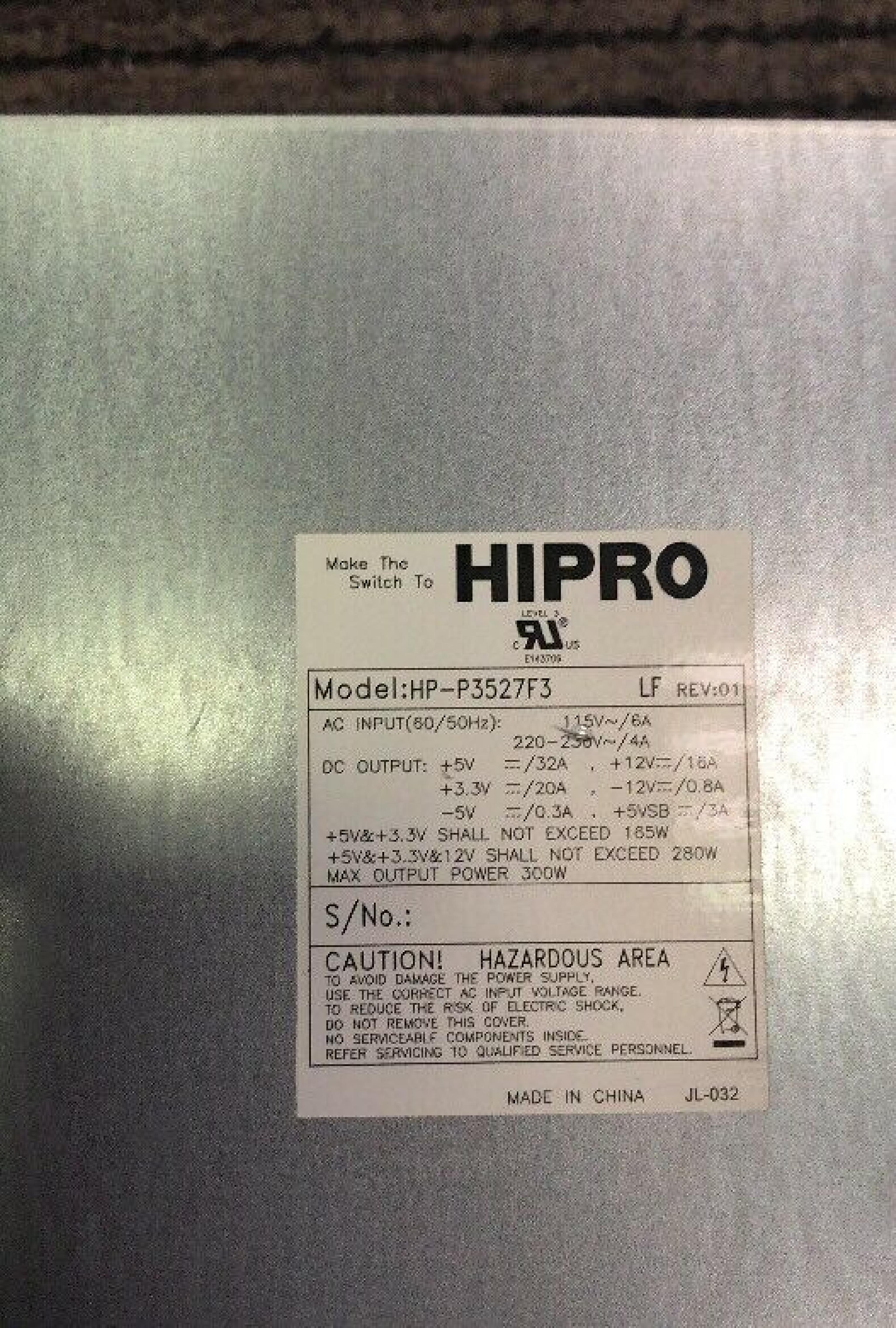 HIPRO HP-P3527F3 300W POWER SUPPLY