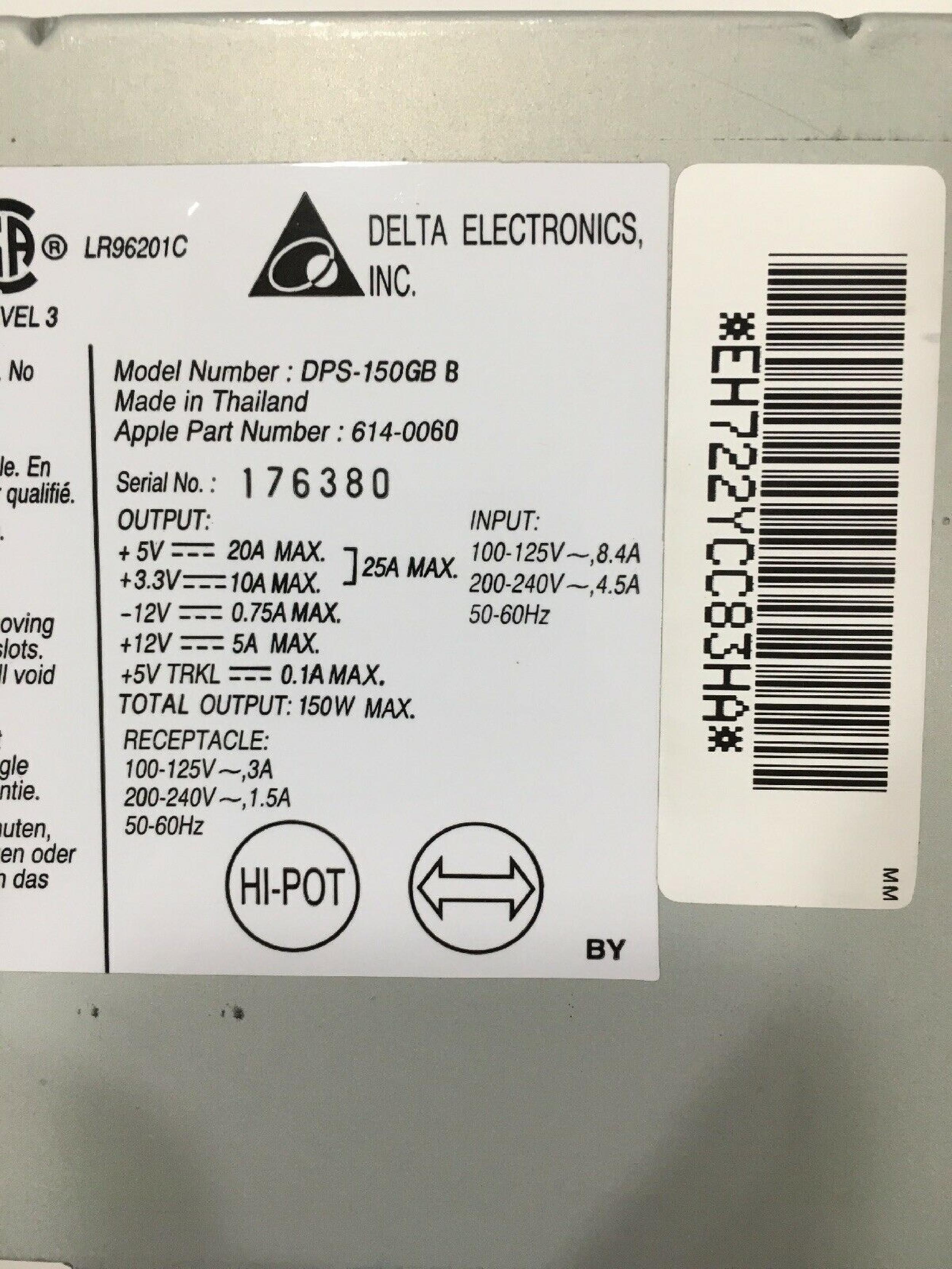 DELTA ELECTRONICS INC DPS-150GB B 150W POWER SUPPLY 150 WATT