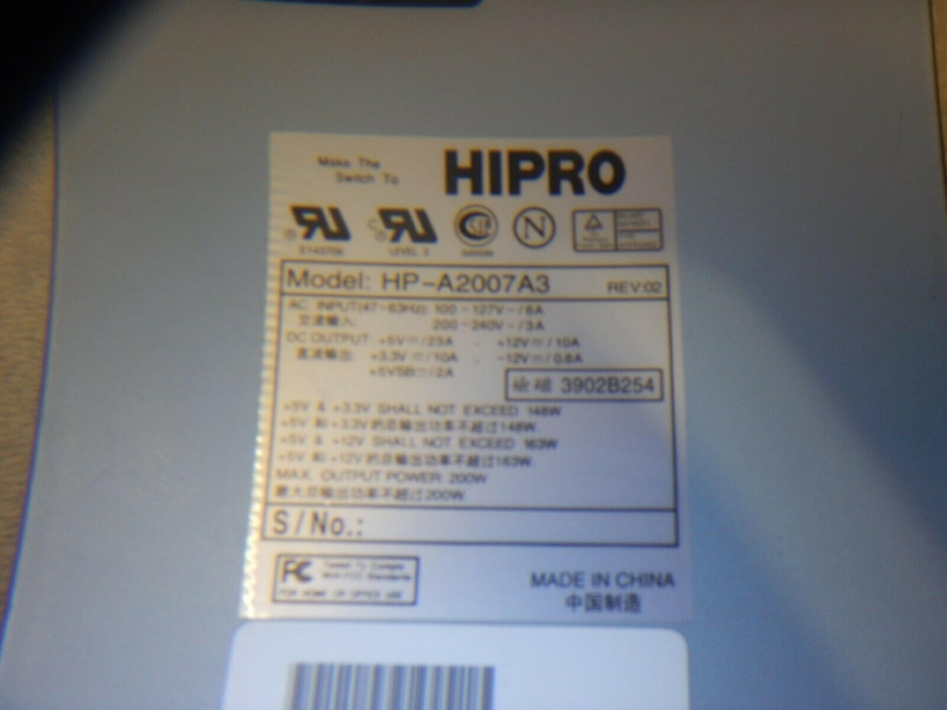 HIPRO 0950-4106 CLONE 200W ATX POWER SUPPLY