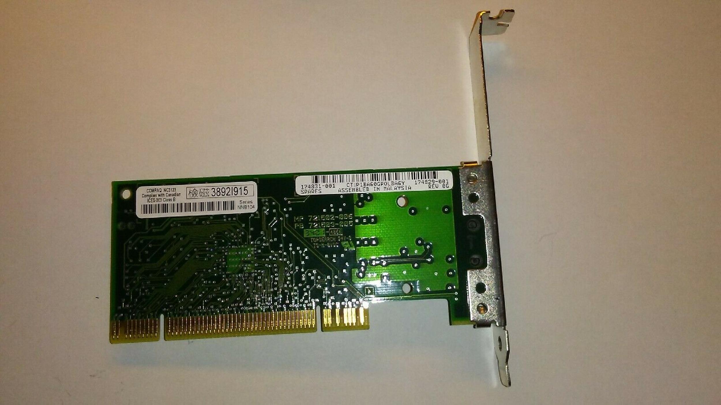 COMPAQ / HEWLETT PACKARD / HP 726837-013 PCI 10/100 BASE TX LAN NETWORK CARD
