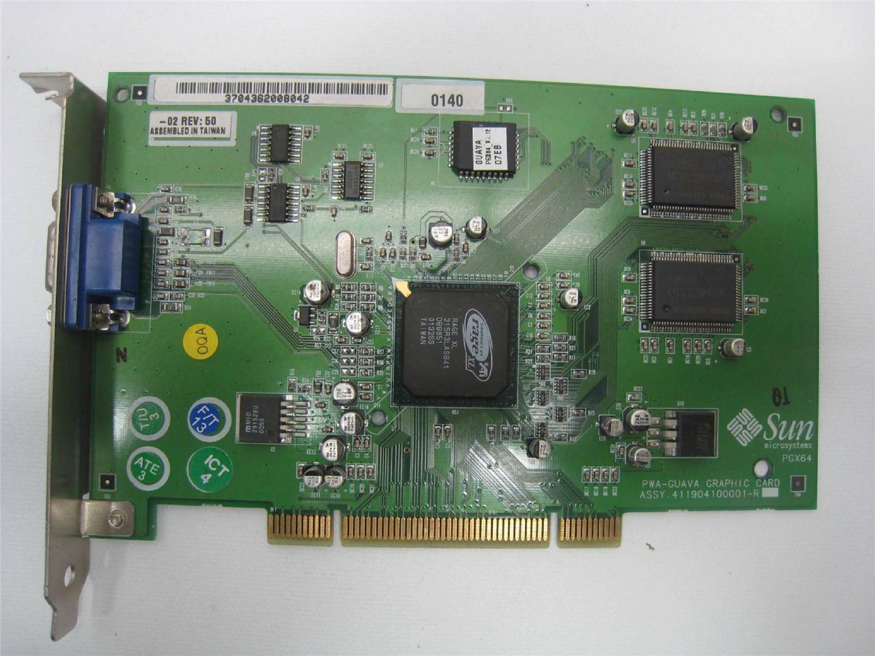 SUN MICROSYSTEMS / ATI PWA-GUAVA 8MB PCI VIDEO CARD WITH VGA OUTPUT RAGE XL SUN