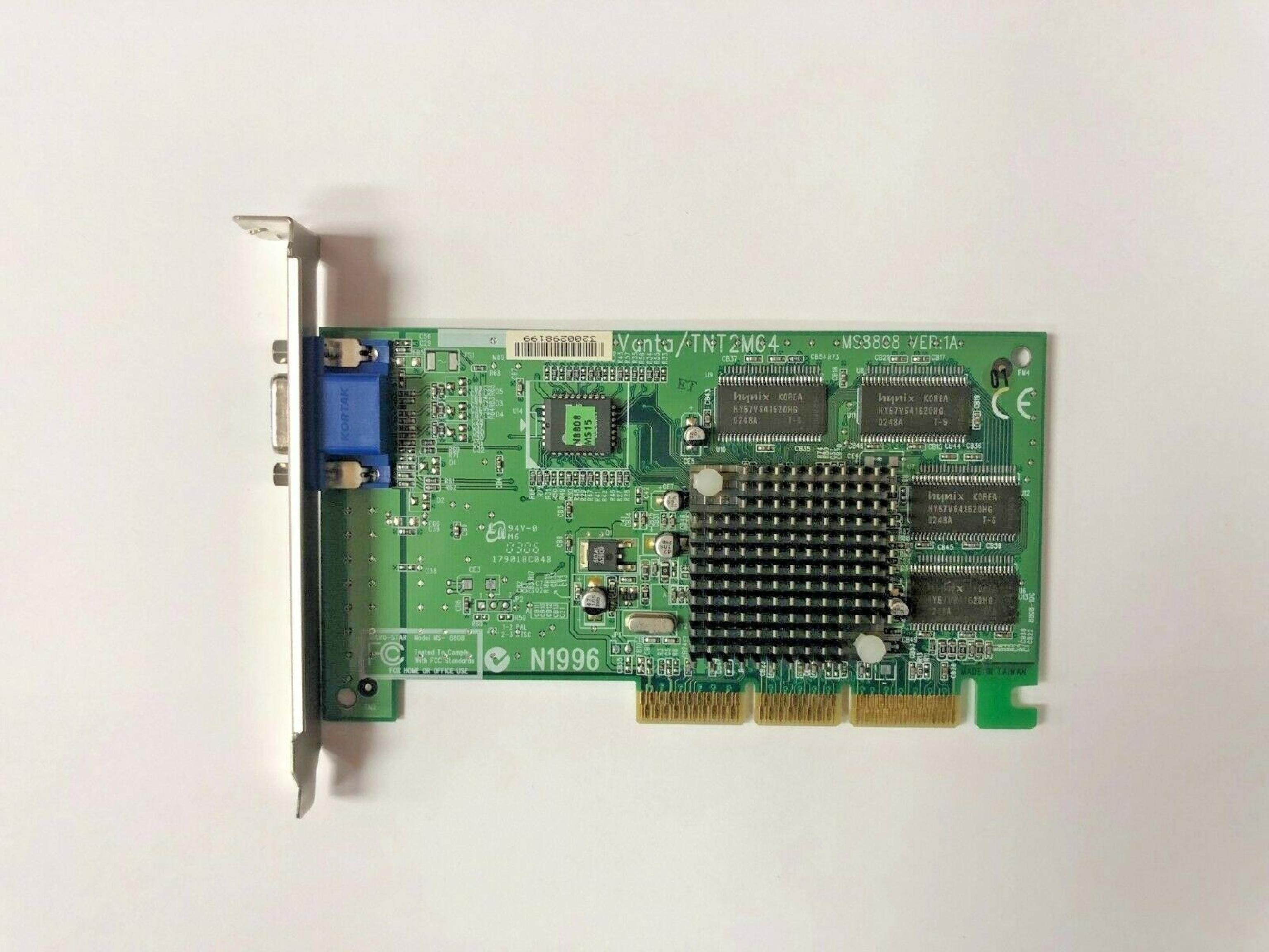 NVIDIA / MICRO-STAR MS-8808 32MB AGP TNT2 VIDEO CARD VGA