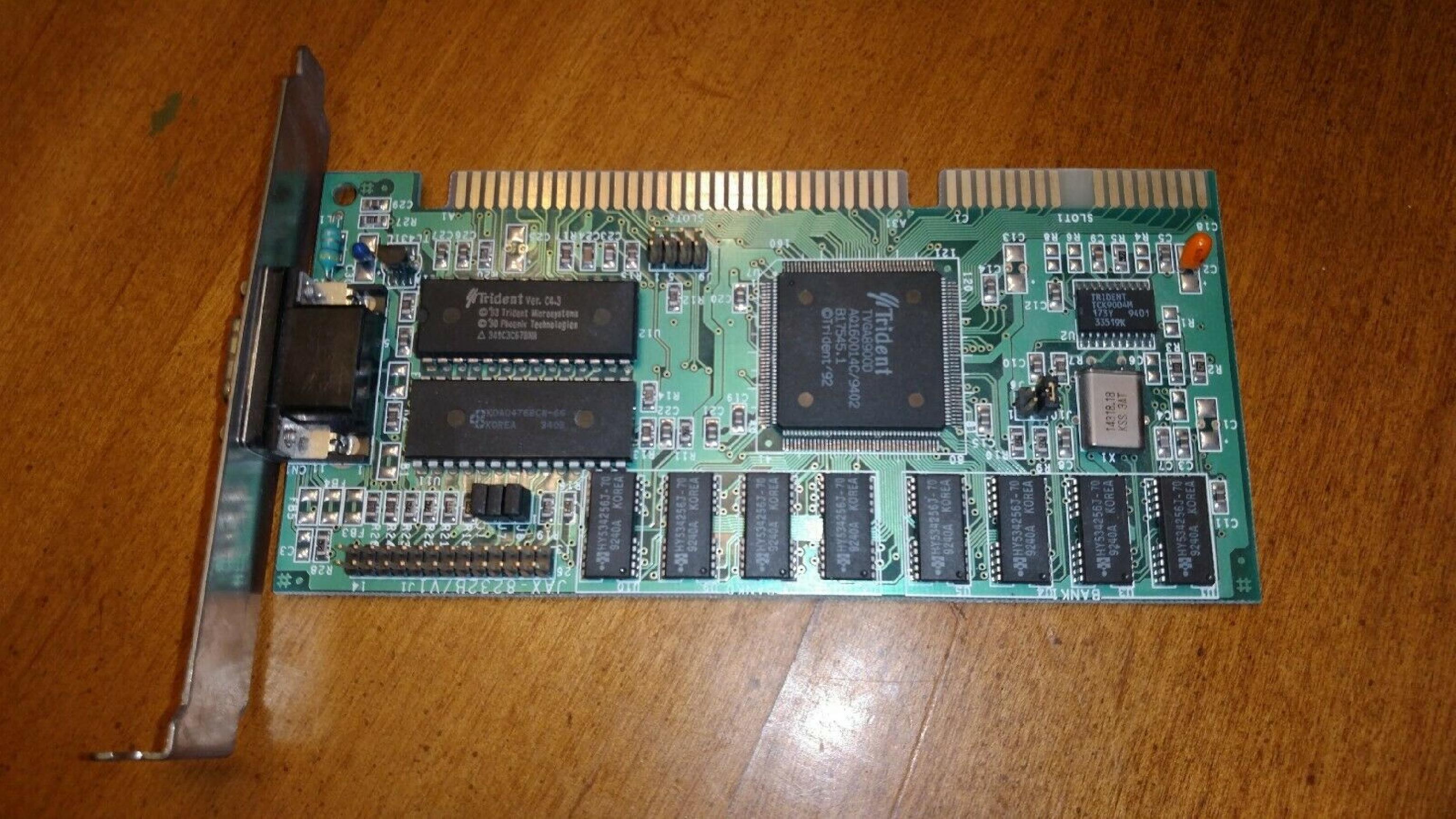 JATON / TRIDENT MICROSYSTEMS KY2-JAX-TVGA8900 ISA VIDEO CARD WITH VGA OUTPUT 16BIT TRIDENT TVGA8900D 1MB