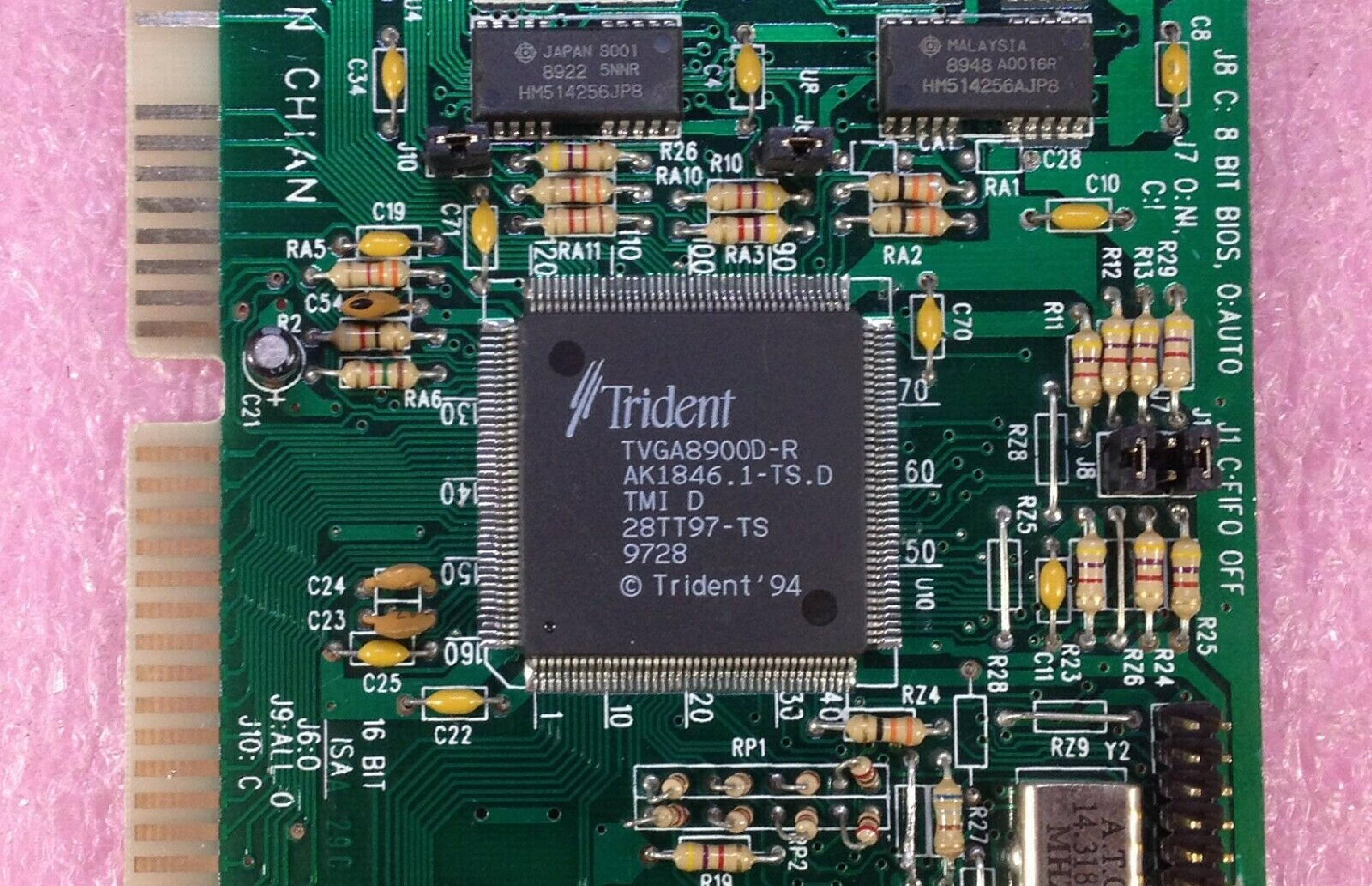 TRIDENT MICROSYSTEMS TVGA8900D-R PROCESSOR FOR ISA VIDEO CARD WITH VGA OUTPUT 1MB