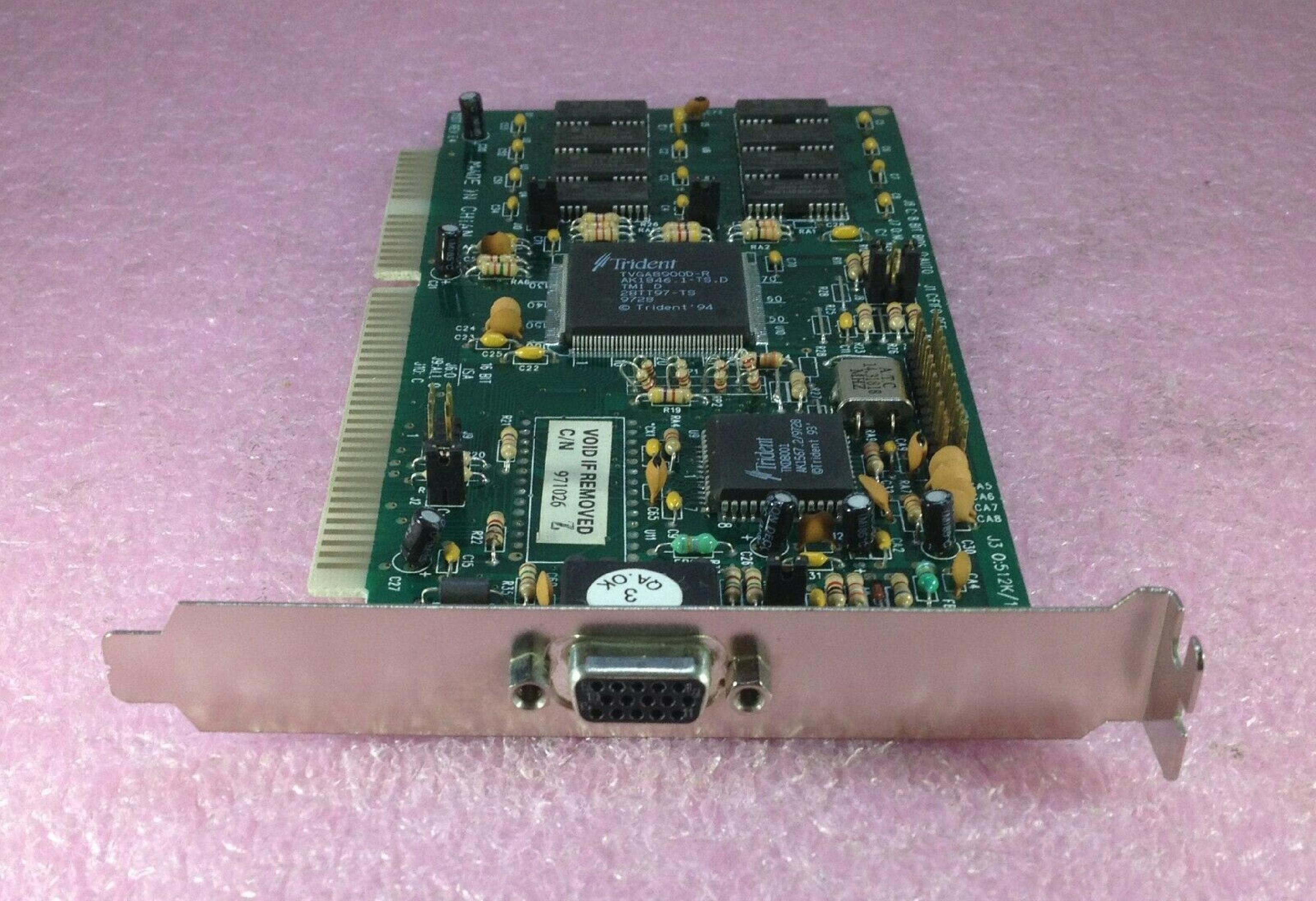 TRIDENT MICROSYSTEMS TVGA8900D-R PROCESSOR FOR ISA VIDEO CARD WITH VGA OUTPUT 1MB