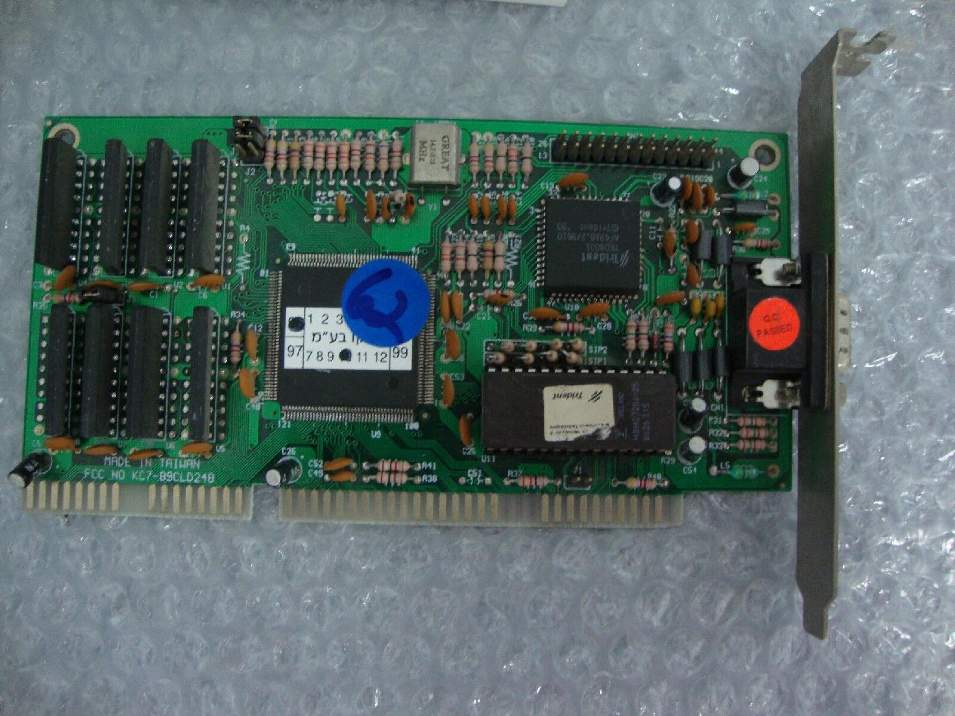 TRIDENT MICROSYSTEMS KC7-89CLD248 ISA VGA WITH TVGA8900D-R