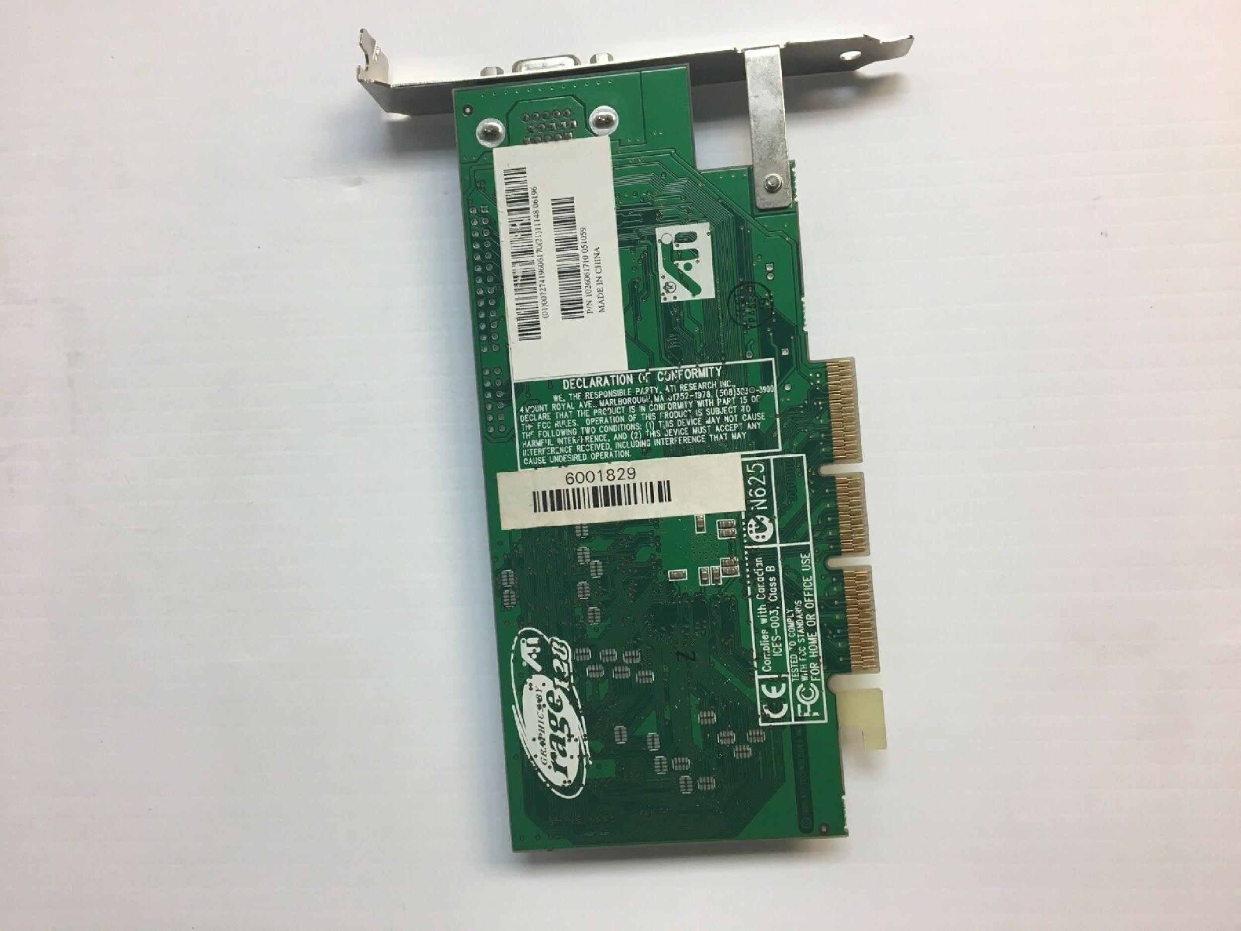 ATI 1026061710 16MB AGP VIDEO CARD WITH VGA OUTPUT RAGE 128 PORT