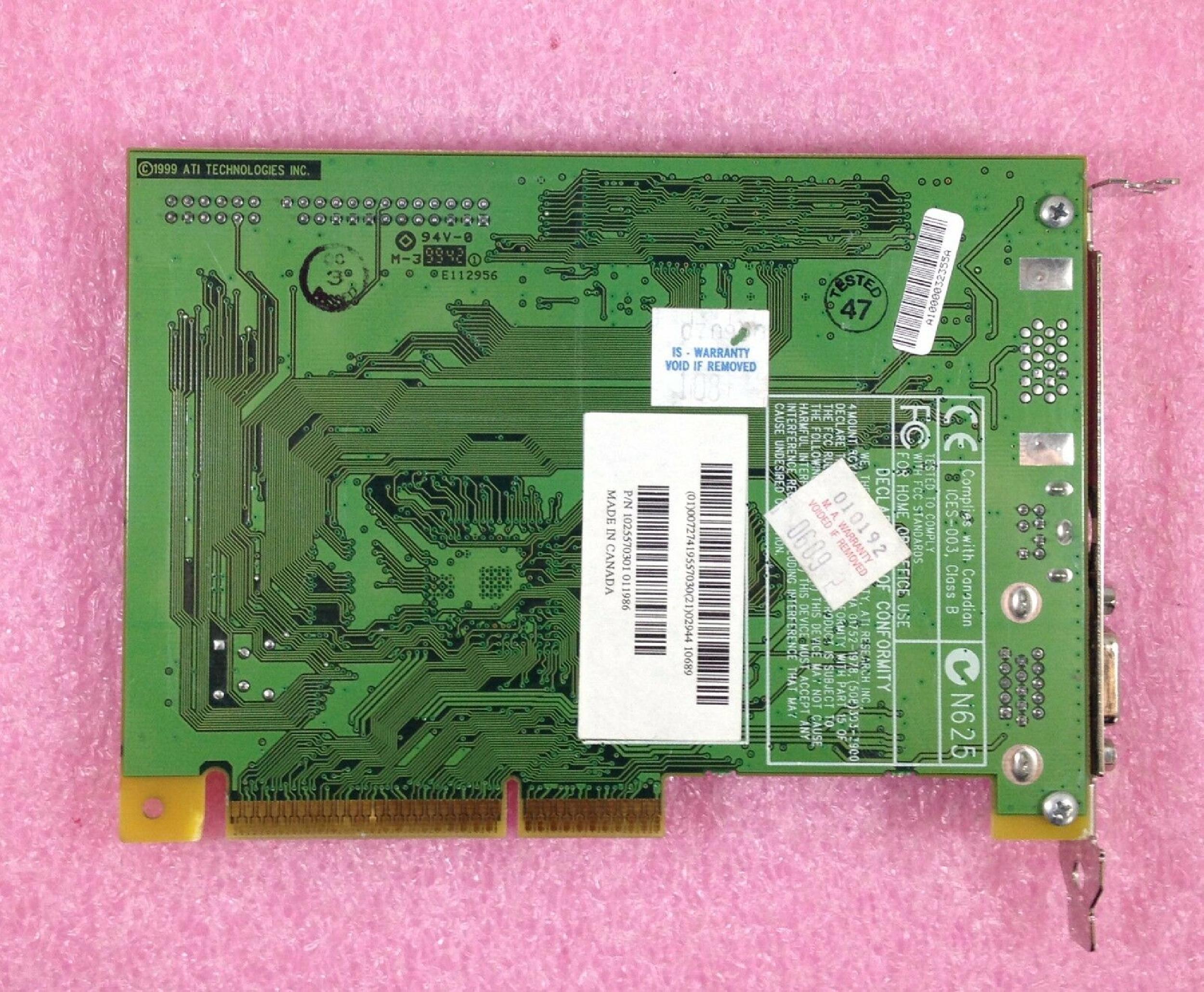 ATI 109-55700-01 8MB AGP VIDEO CARD WITH VGA OUTPUT