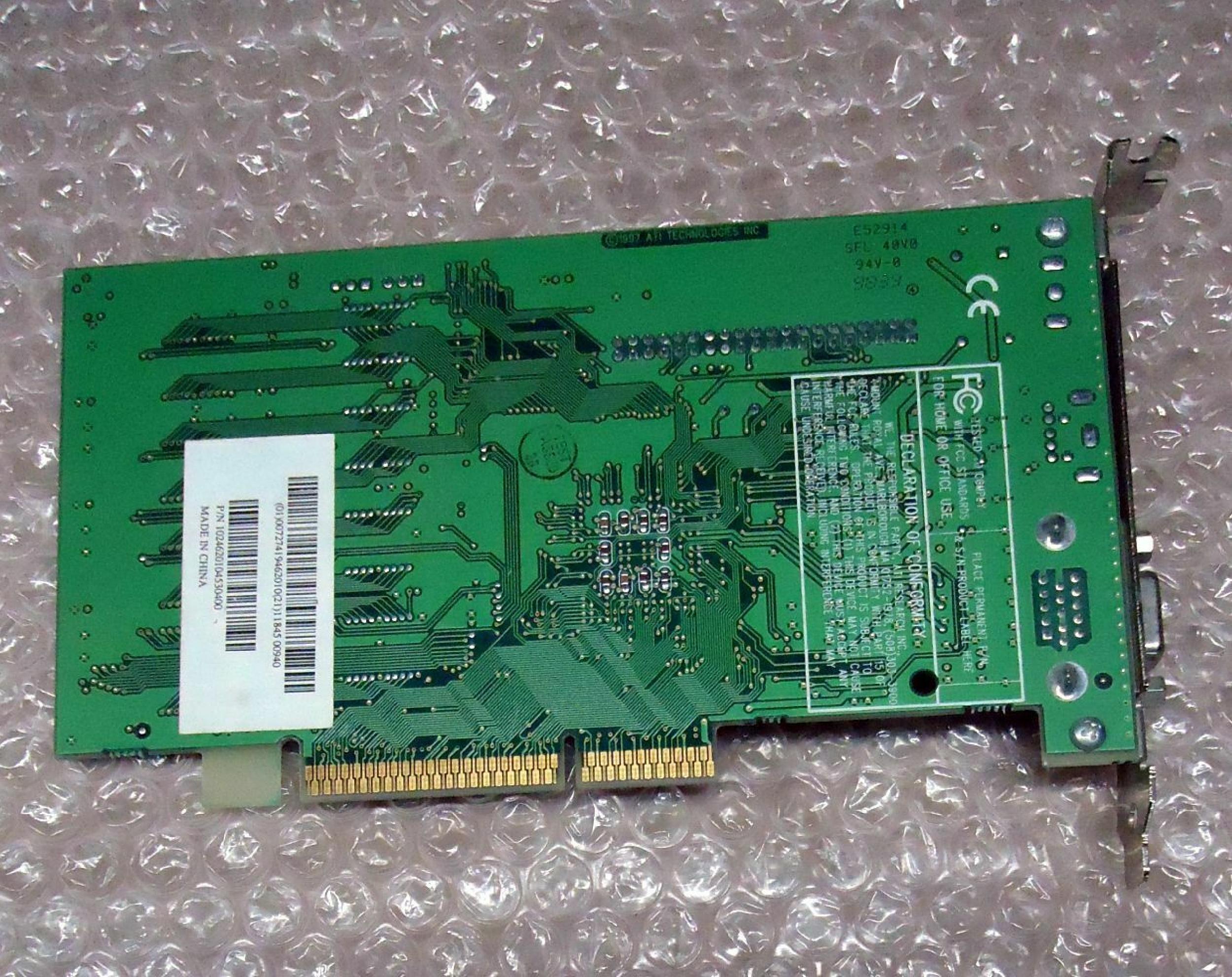 ATI 109-46200-00 4MB AGP VIDEO CARD WITH VGA OUTPUT
