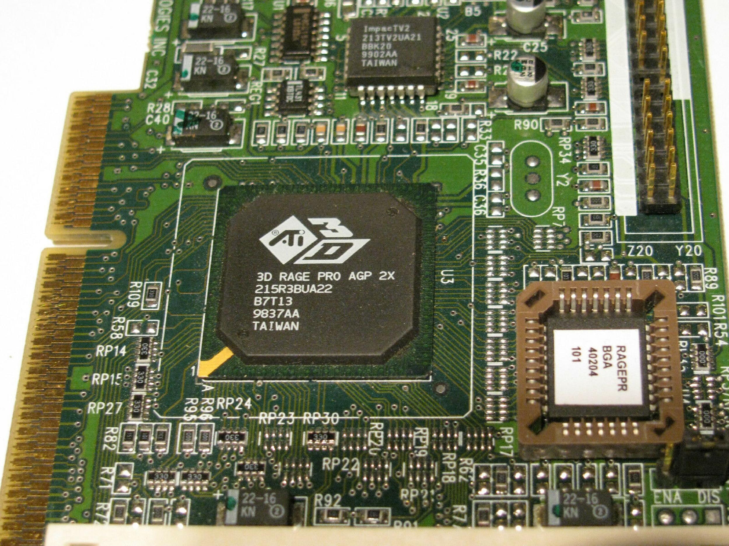 ATI 109-40200-20 8MB AGP VIDEO CARD WITH VGA OUTPUT 3D RAGE PRO PORT