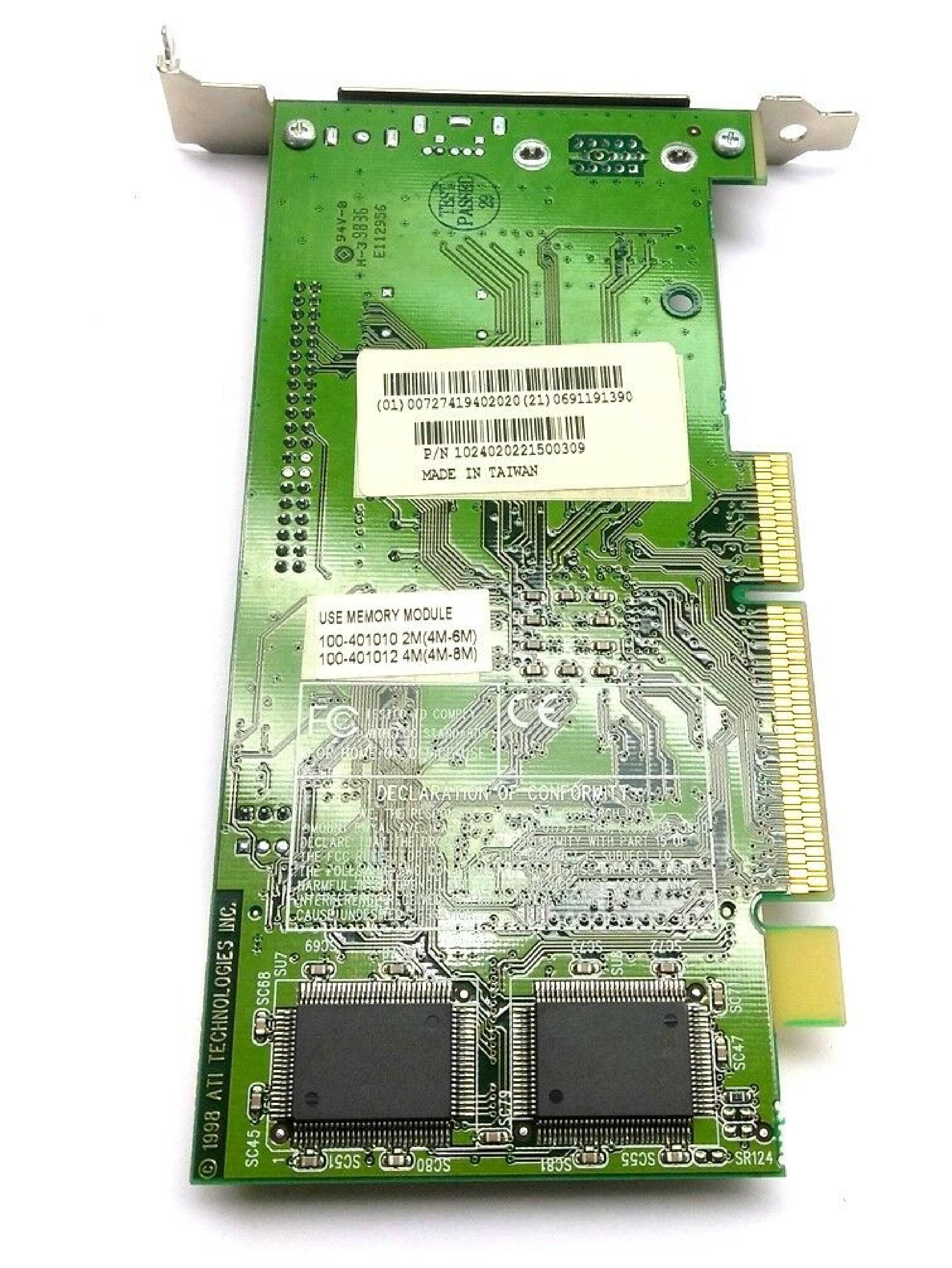 ATI 109-40200-20 8MB AGP VIDEO CARD WITH VGA OUTPUT 3D RAGE PRO PORT