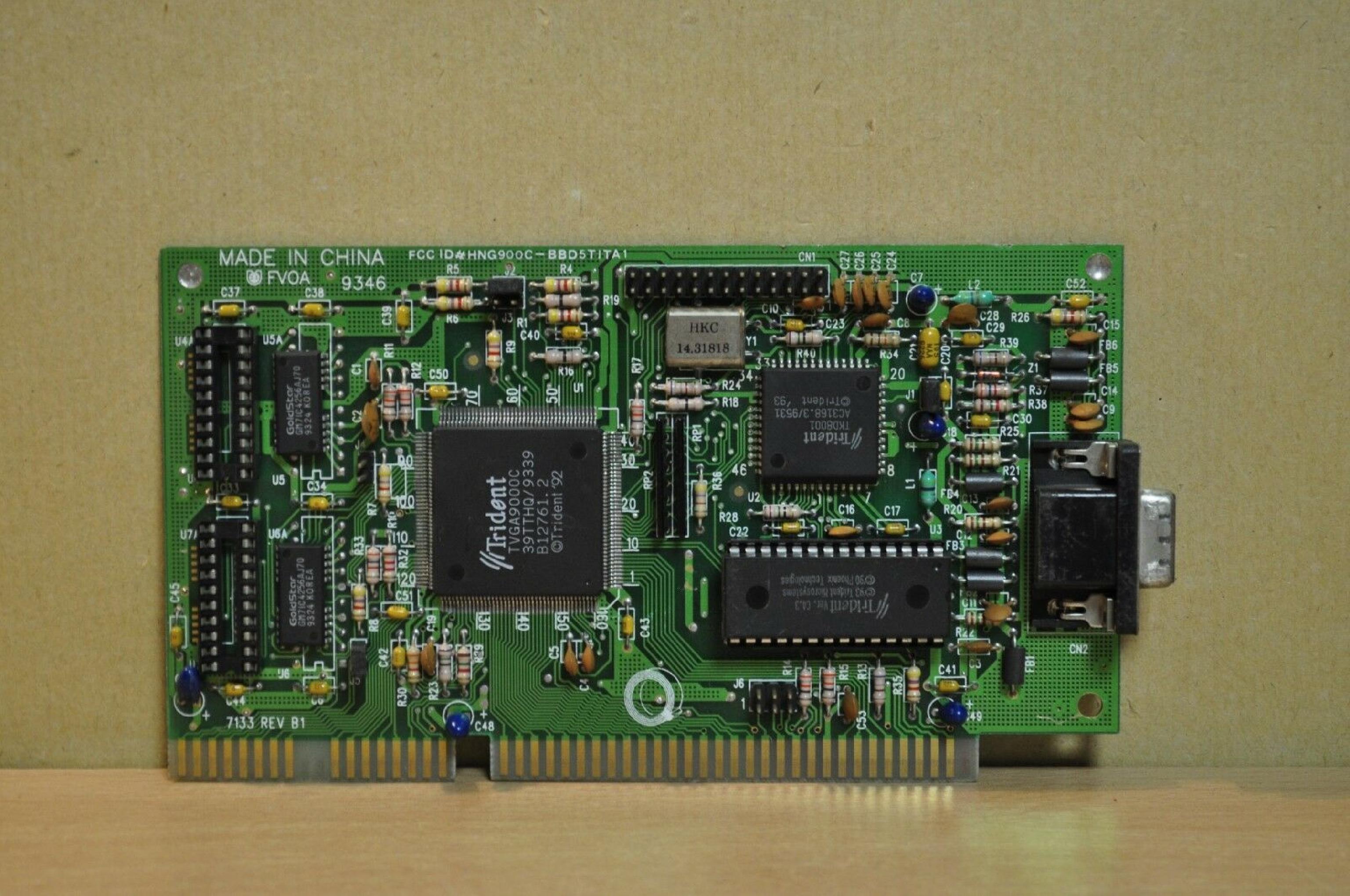 TRIDENT MICROSYSTEMS 7133 ISA VIDEO CARD WITH VGA OUTPUT 16BIT TRIDENT TVGA9000C 512K 7133 REV:B1