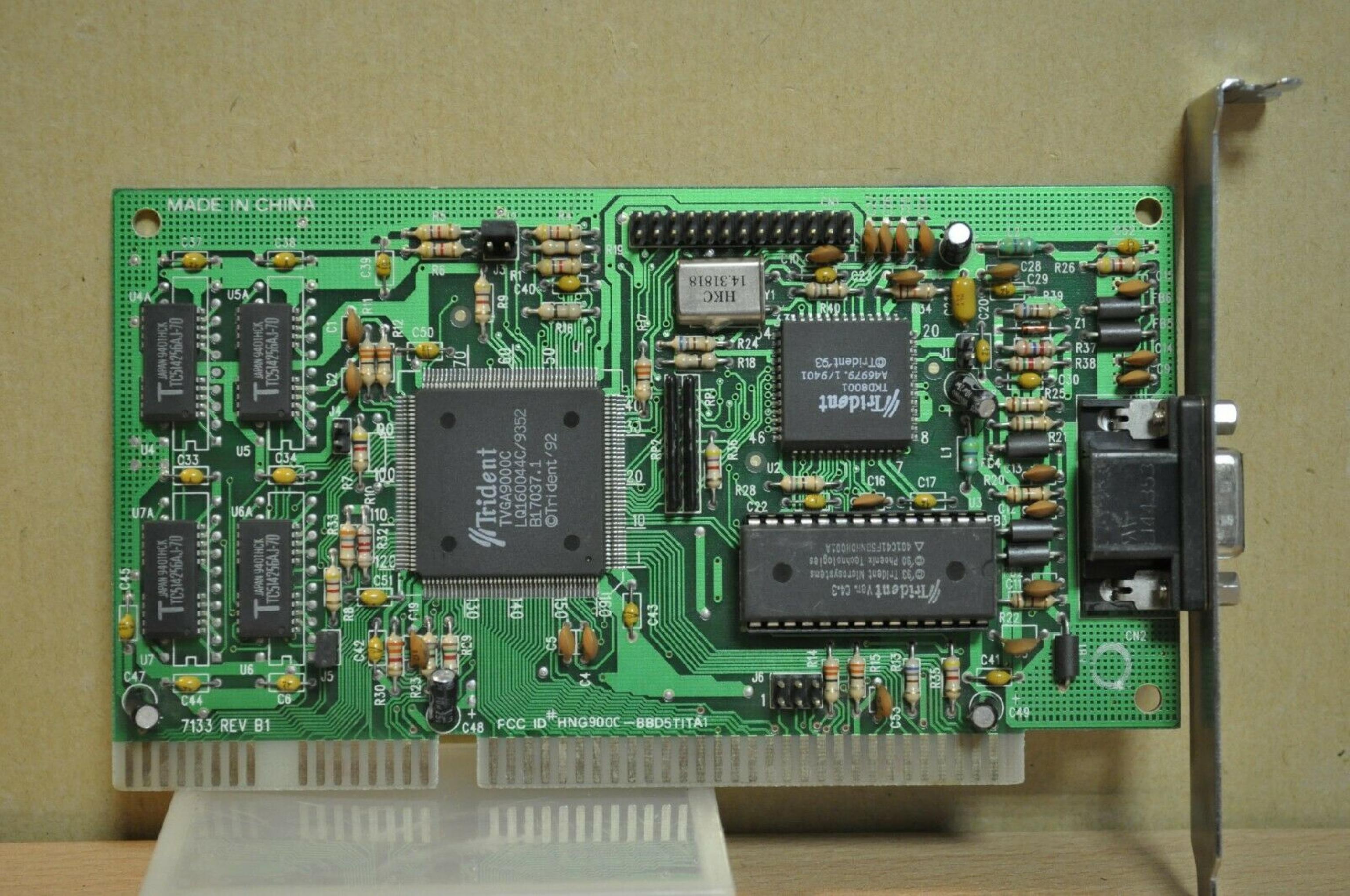 TRIDENT MICROSYSTEMS 7133 ISA VIDEO CARD WITH VGA OUTPUT 16BIT TRIDENT TVGA9000C 512K 7133 REV:B1