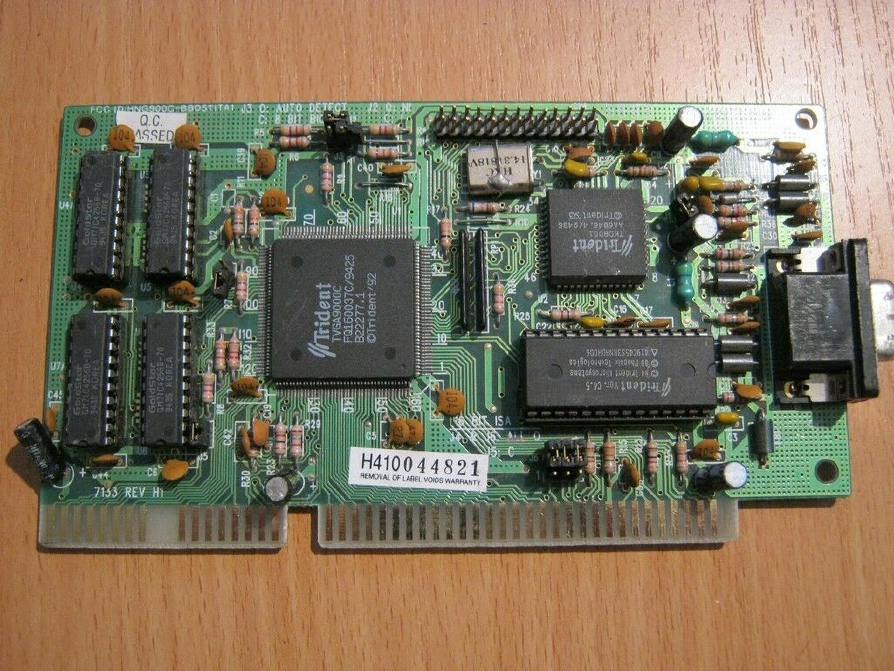 TRIDENT MICROSYSTEMS 7133 ISA VIDEO CARD WITH VGA OUTPUT 16BIT TRIDENT TVGA9000C 512K 7133 REV:B1