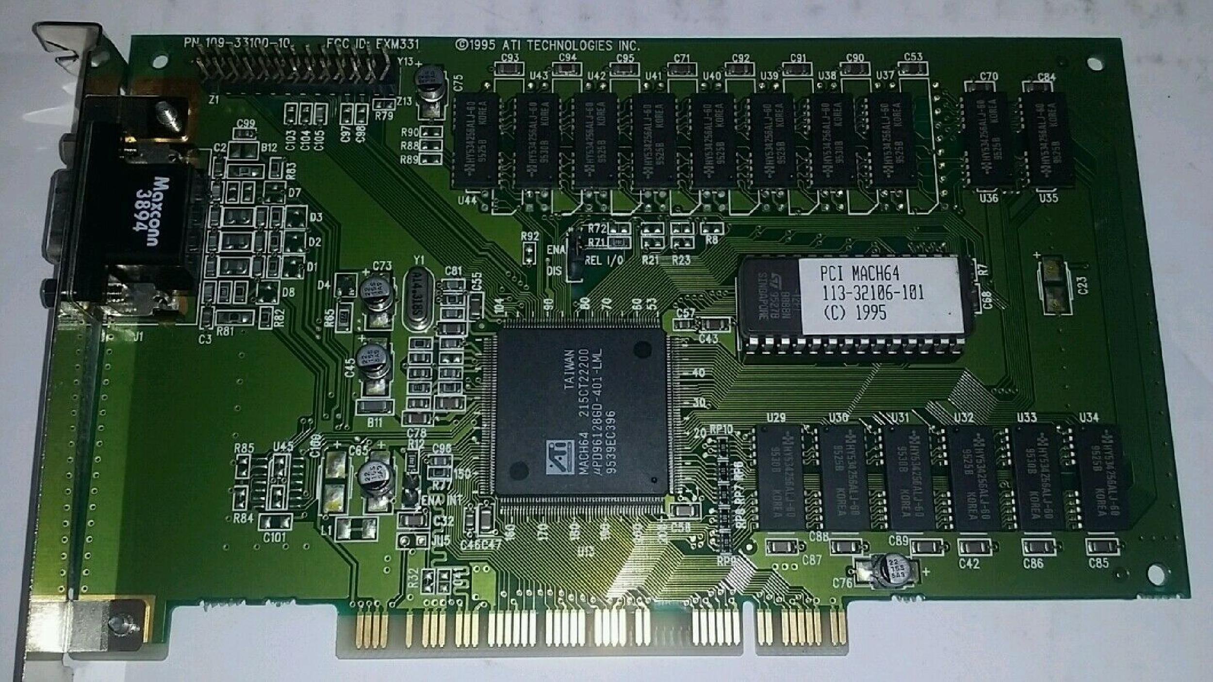 ATI 109-33100-10 2MB PCI VIDEO CARD WITH VGA OUTPUT MACH64