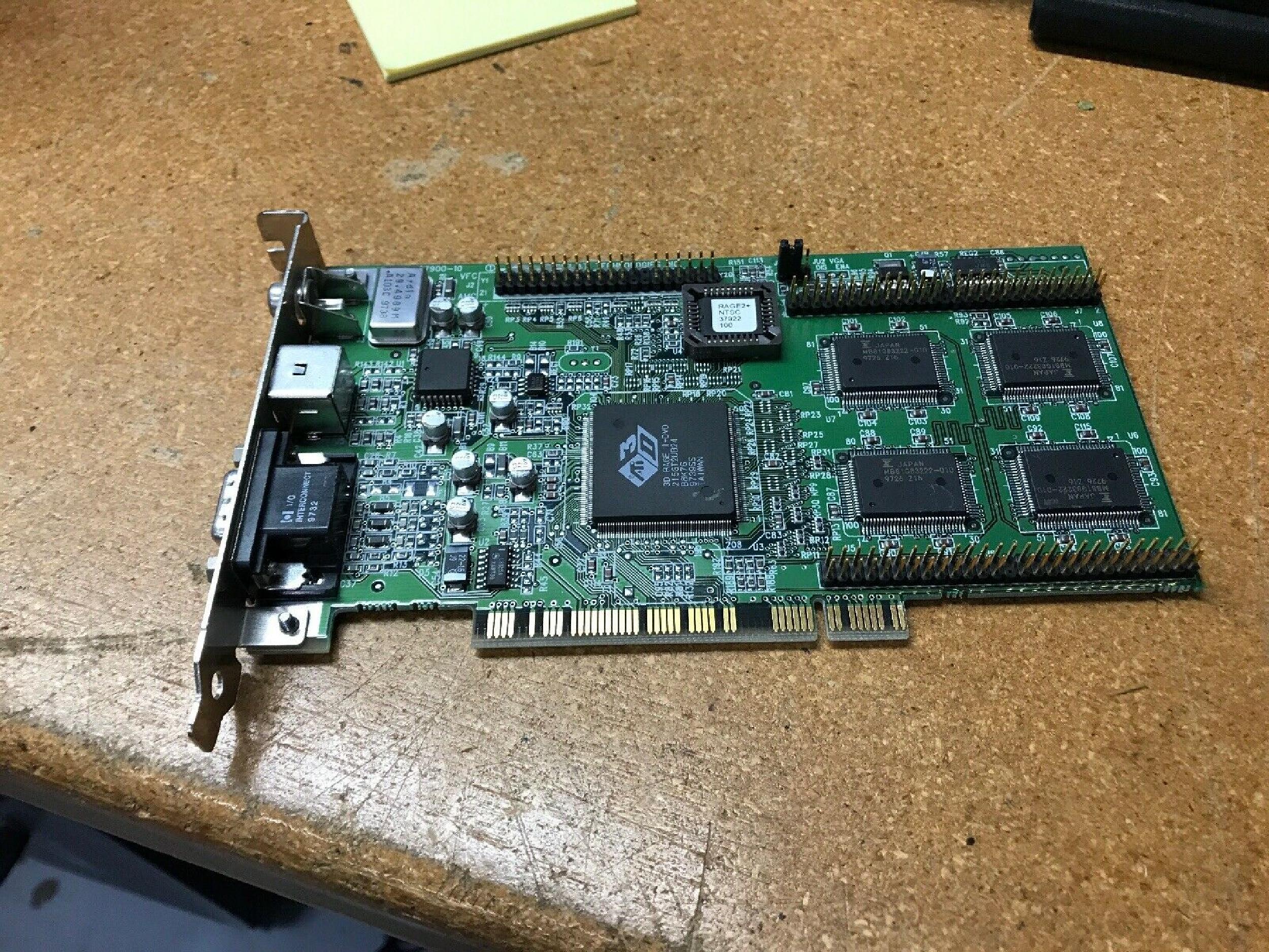 ATI 109-37900-10 4MB PCI VIDEO CARD WITH VGA OUT AND COMP OUTPUTS S-VIDEO S-VID 3D RAGE II+DVD SVIDEO COMPOSITE