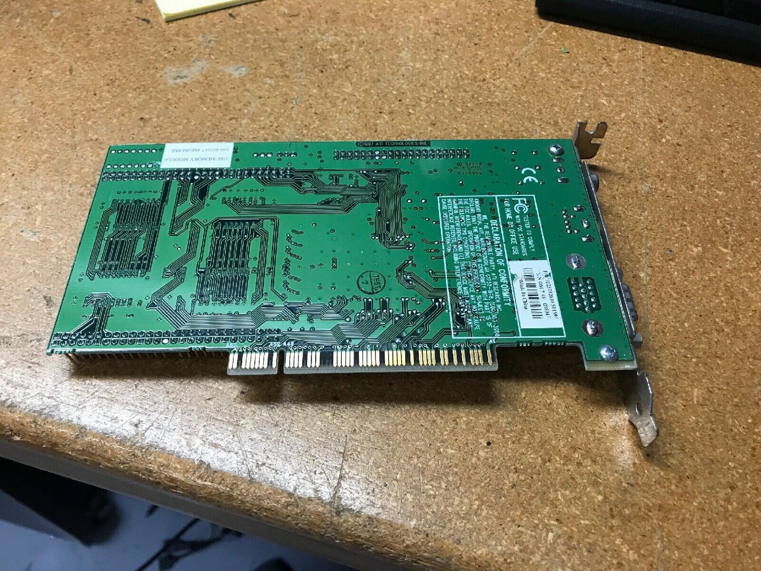 ATI 109-37900-10 4MB PCI VIDEO CARD WITH VGA OUT AND COMP OUTPUTS S-VIDEO S-VID 3D RAGE II+DVD SVIDEO COMPOSITE