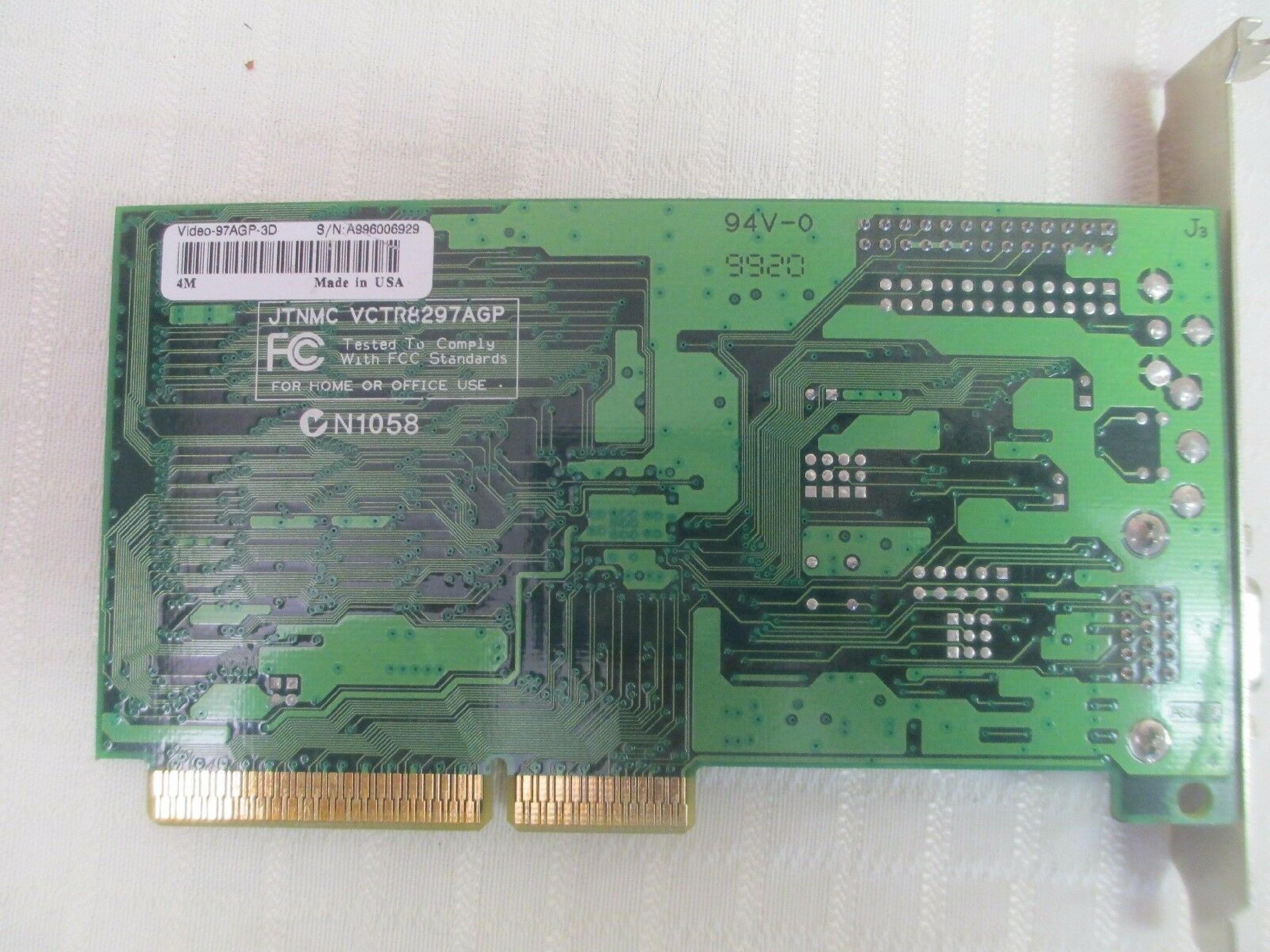 TRIDENT MICROSYSTEMS 97AGP-3D 4MB AGP VIDEO CARD WITH VGA OUTPUT