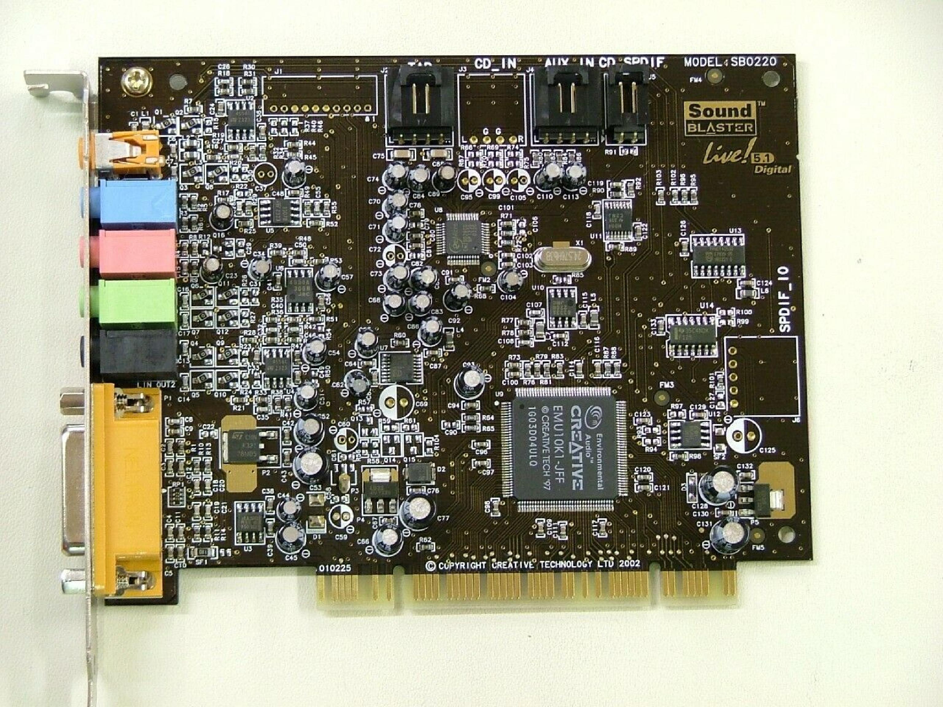 CREATIVE LABS SB0220 PCI SOUND CARD SOUND BLASTER LIVE 5.1 DIGITAL