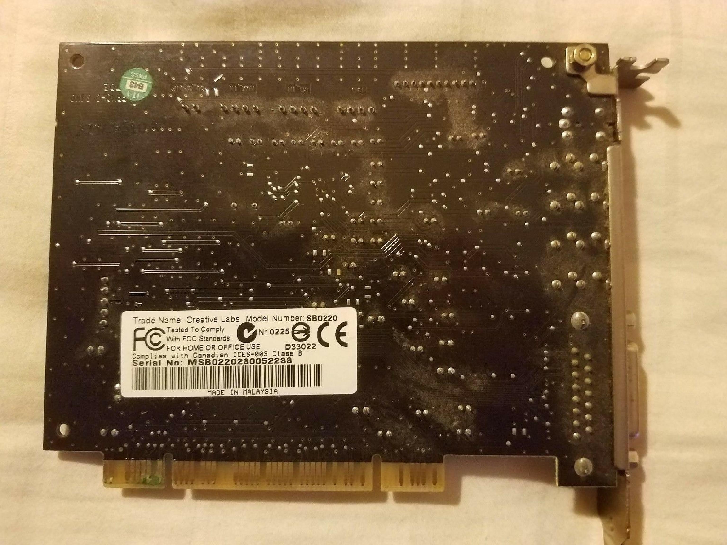 CREATIVE LABS SB0220 PCI SOUND CARD SOUND BLASTER LIVE 5.1 DIGITAL