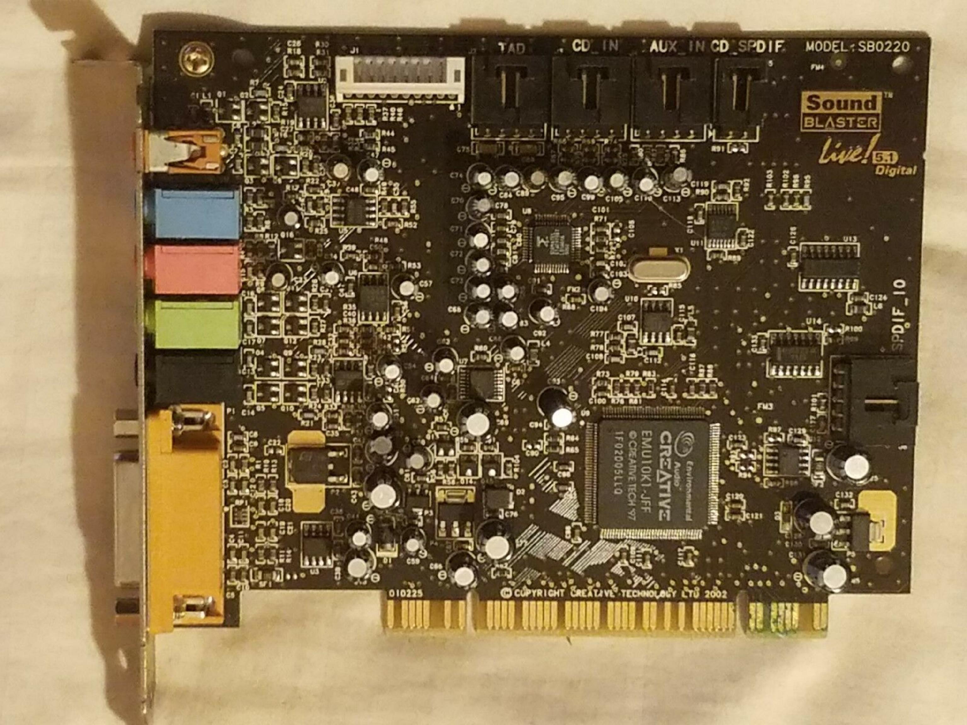 CREATIVE LABS SB0220 PCI SOUND CARD SOUND BLASTER LIVE 5.1 DIGITAL