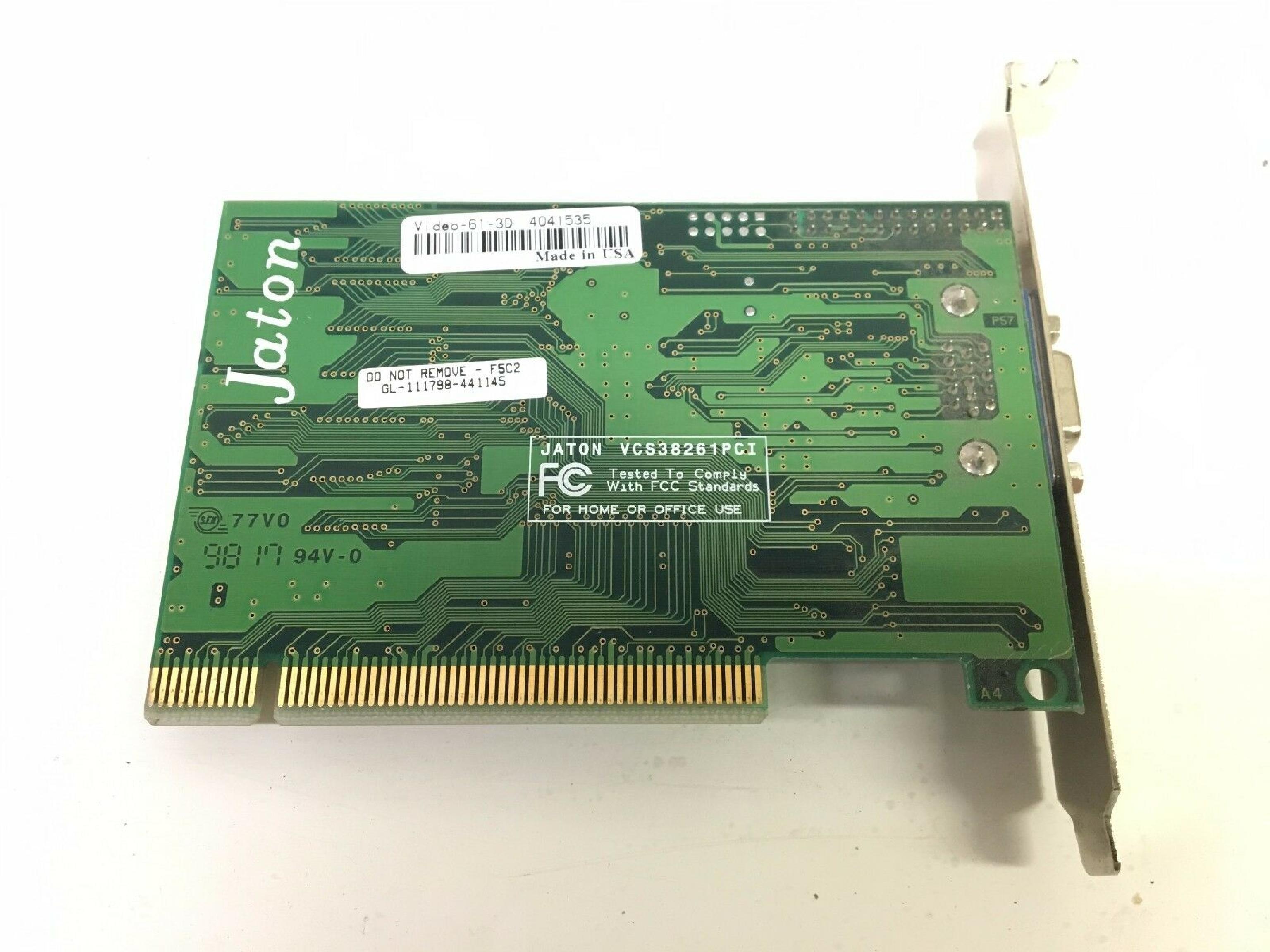 JATON VCS38261PCI 4MB PCI VIDEO CARD WITH VGA OUTPUT S3 VIRGE/GX 86C385