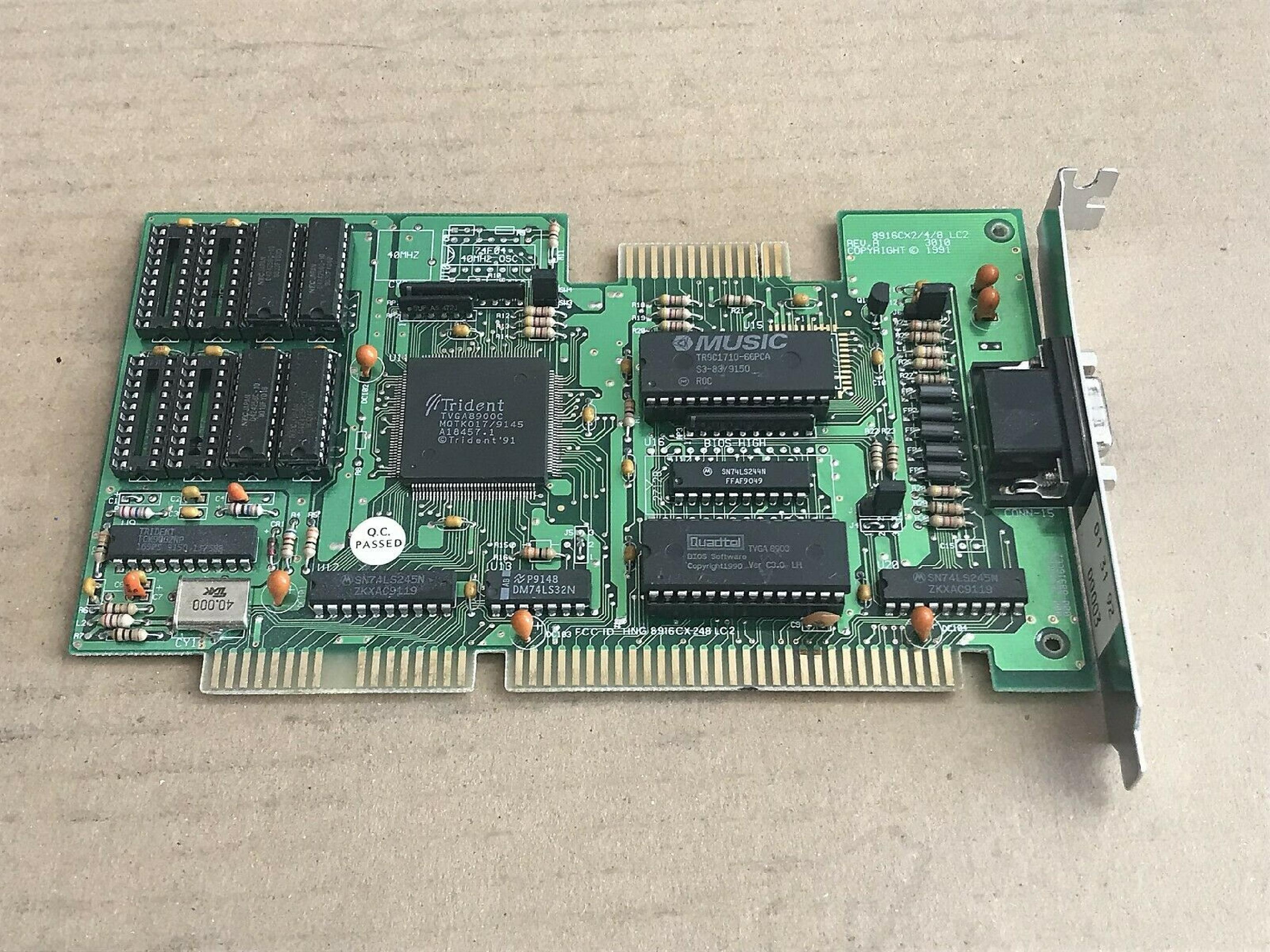 TRIDENT MICROSYSTEMS 8916CX2/4/8 LC2 ISA VIDEO CARD WITH VGA OUTPUT