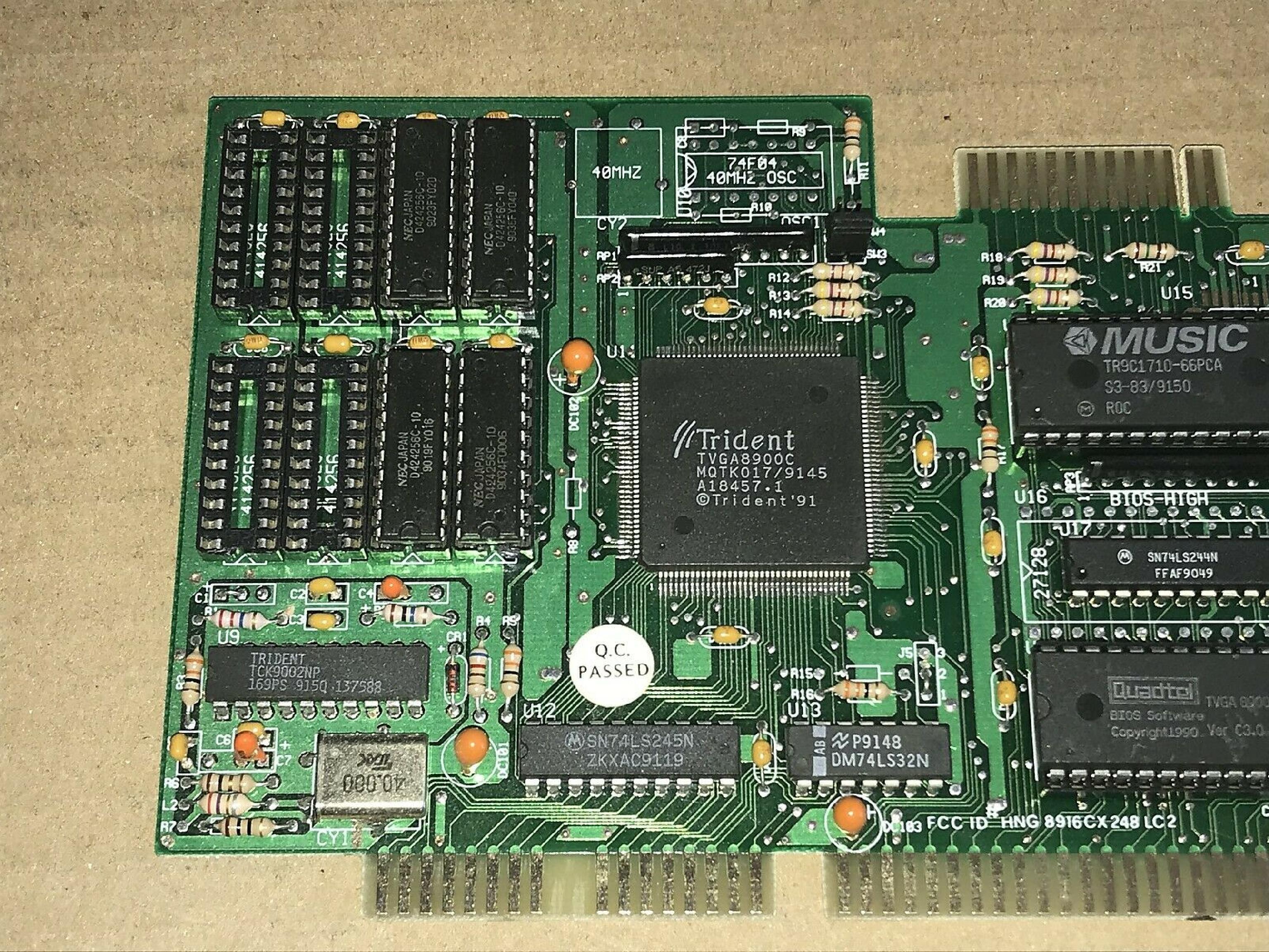 TRIDENT MICROSYSTEMS 8916CX2/4/8 LC2 ISA VIDEO CARD WITH VGA OUTPUT