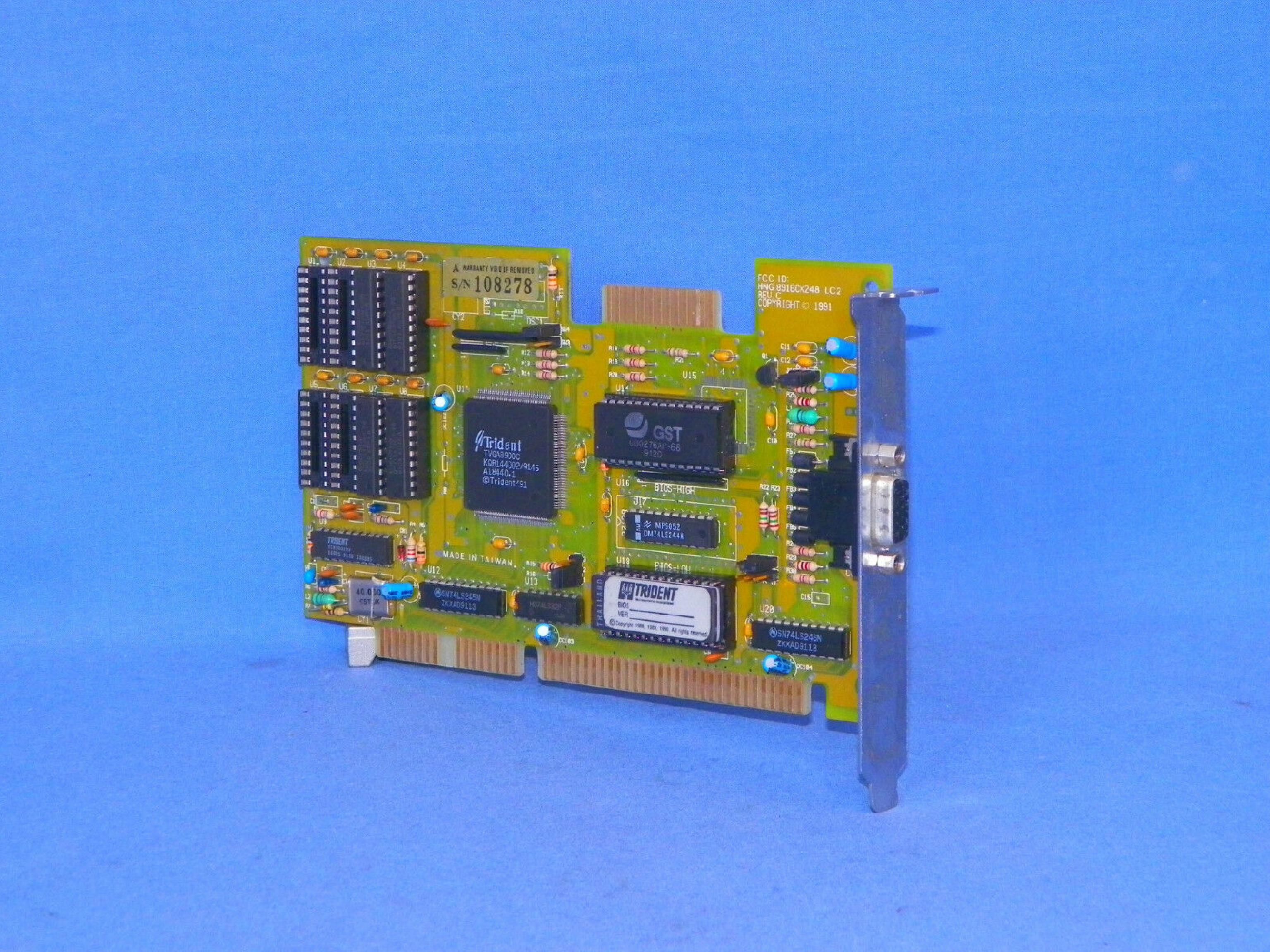 TRIDENT MICROSYSTEMS 8916CX248 ISA VIDEO CARD WITH VGA OUTPUT