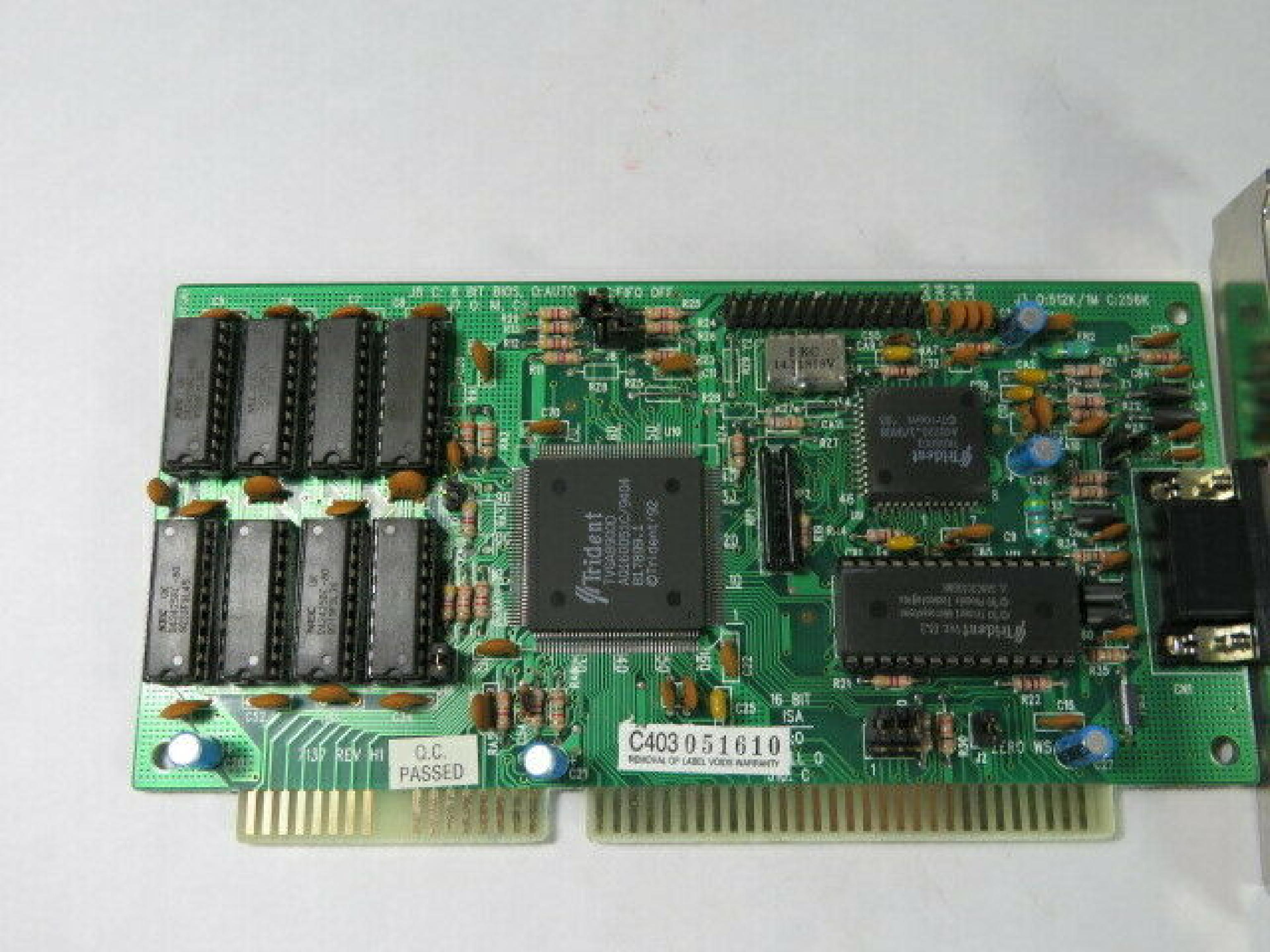 TRIDENT MICROSYSTEMS 7137 16 BIT ISA VIDEO CARD WITH VGA OUTPUT