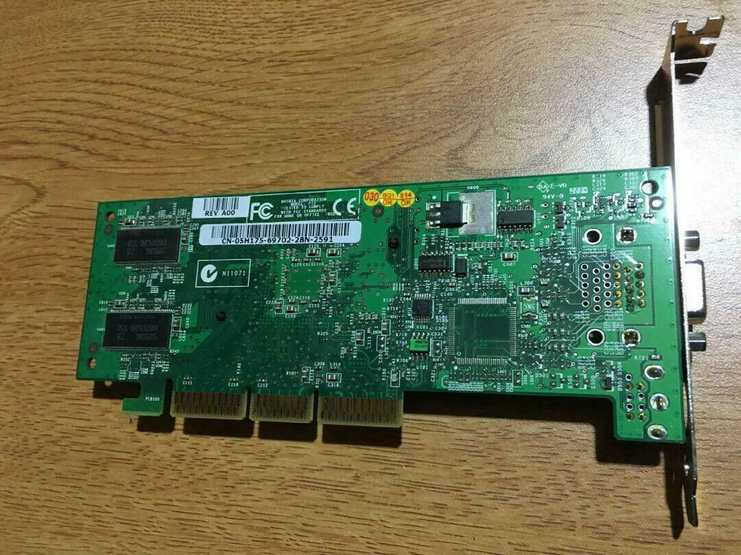 NVIDIA 05H175 64MB AGP VIDEO CARD WITH VGA OUTPUT AND SVIDEO OUTPUTS