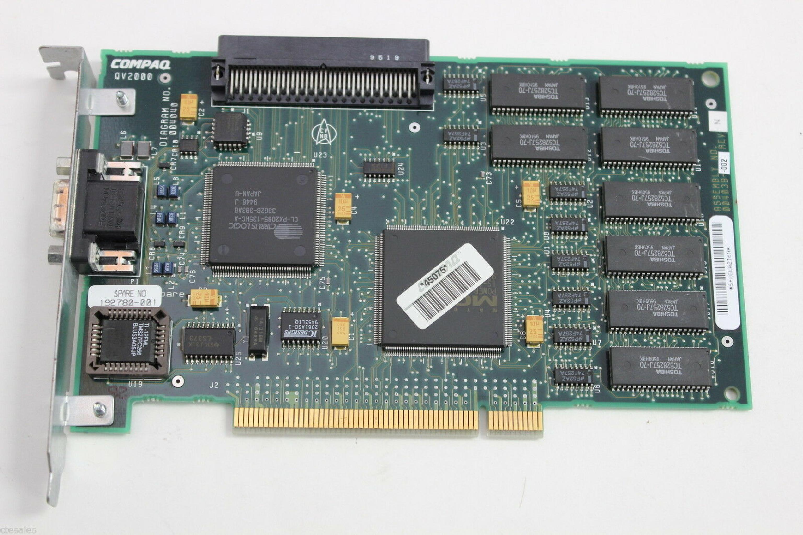 COMPAQ / HEWLETT PACKARD / HP 192780-001 QV2000 2MB GRAPHICS CONTROLLER PCI MATROX MGA POWER GRAPHICS