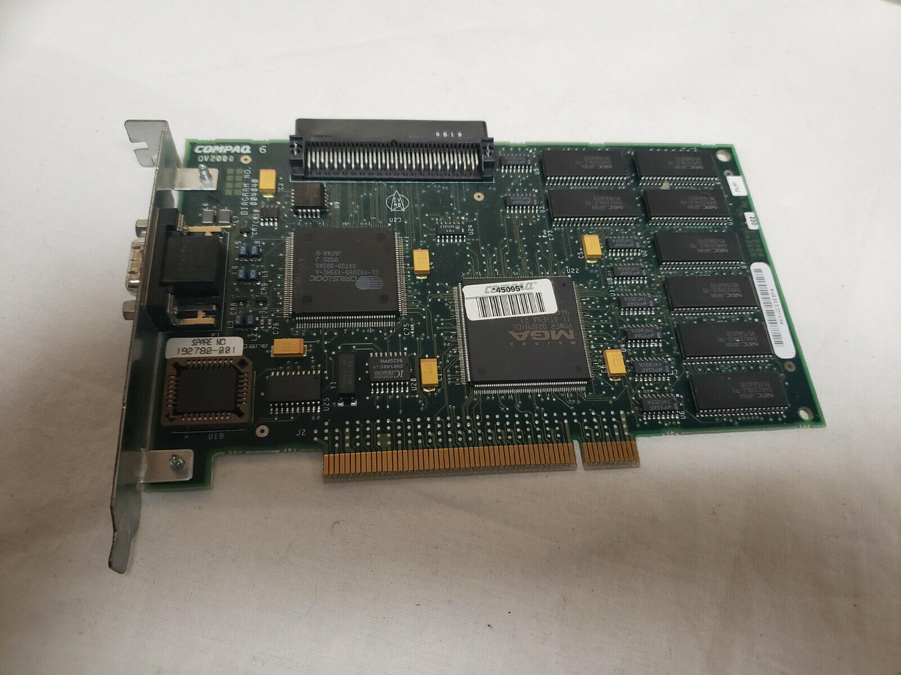 COMPAQ / HEWLETT PACKARD / HP 192780-001 QV2000 2MB GRAPHICS CONTROLLER PCI MATROX MGA POWER GRAPHICS