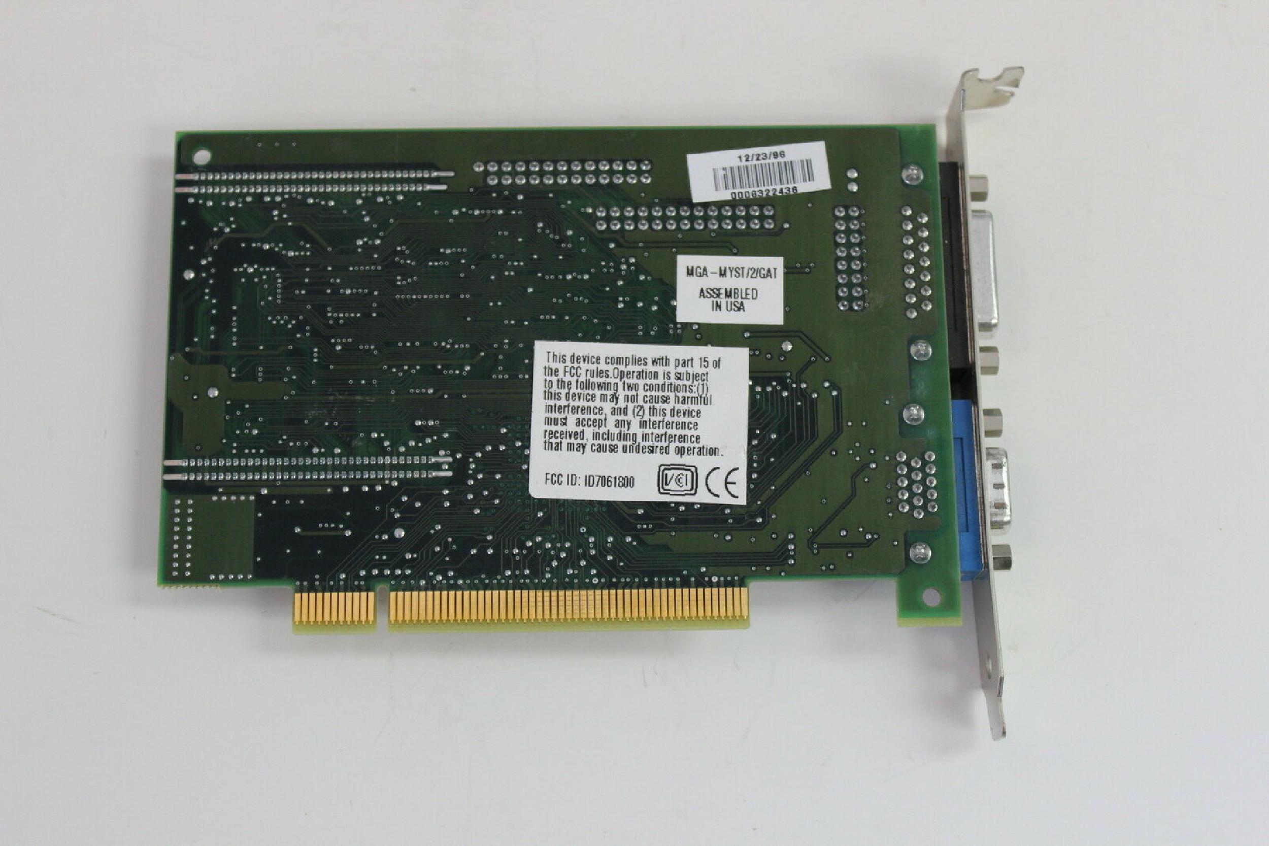 MATROX MGA-MYST/2/GAT MYSTIQUE 2MB PCI VIDEO CARD WITH VGA AND OUTPUTS