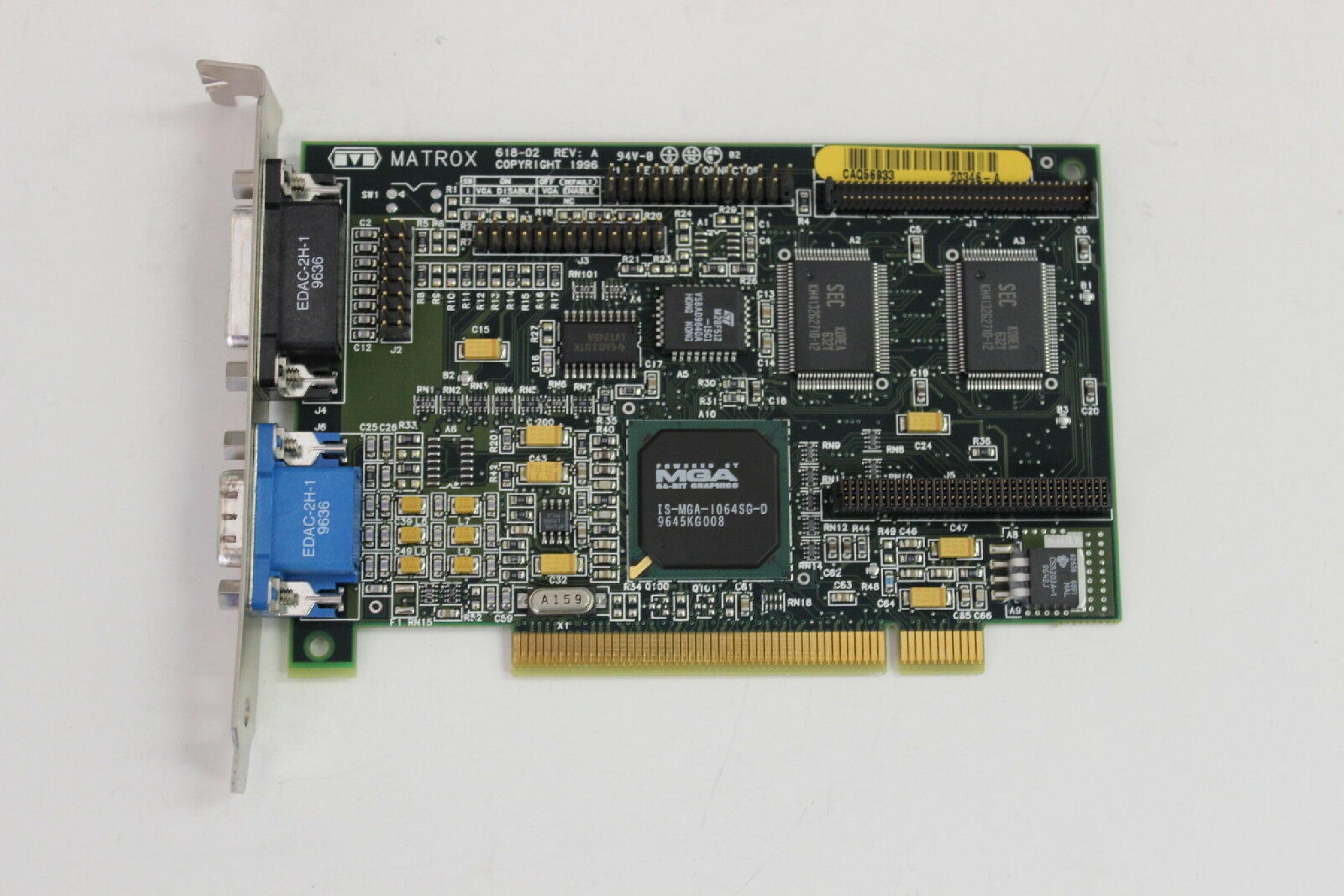 MATROX MGA-MYST/2/GAT MYSTIQUE 2MB PCI VIDEO CARD WITH VGA AND OUTPUTS