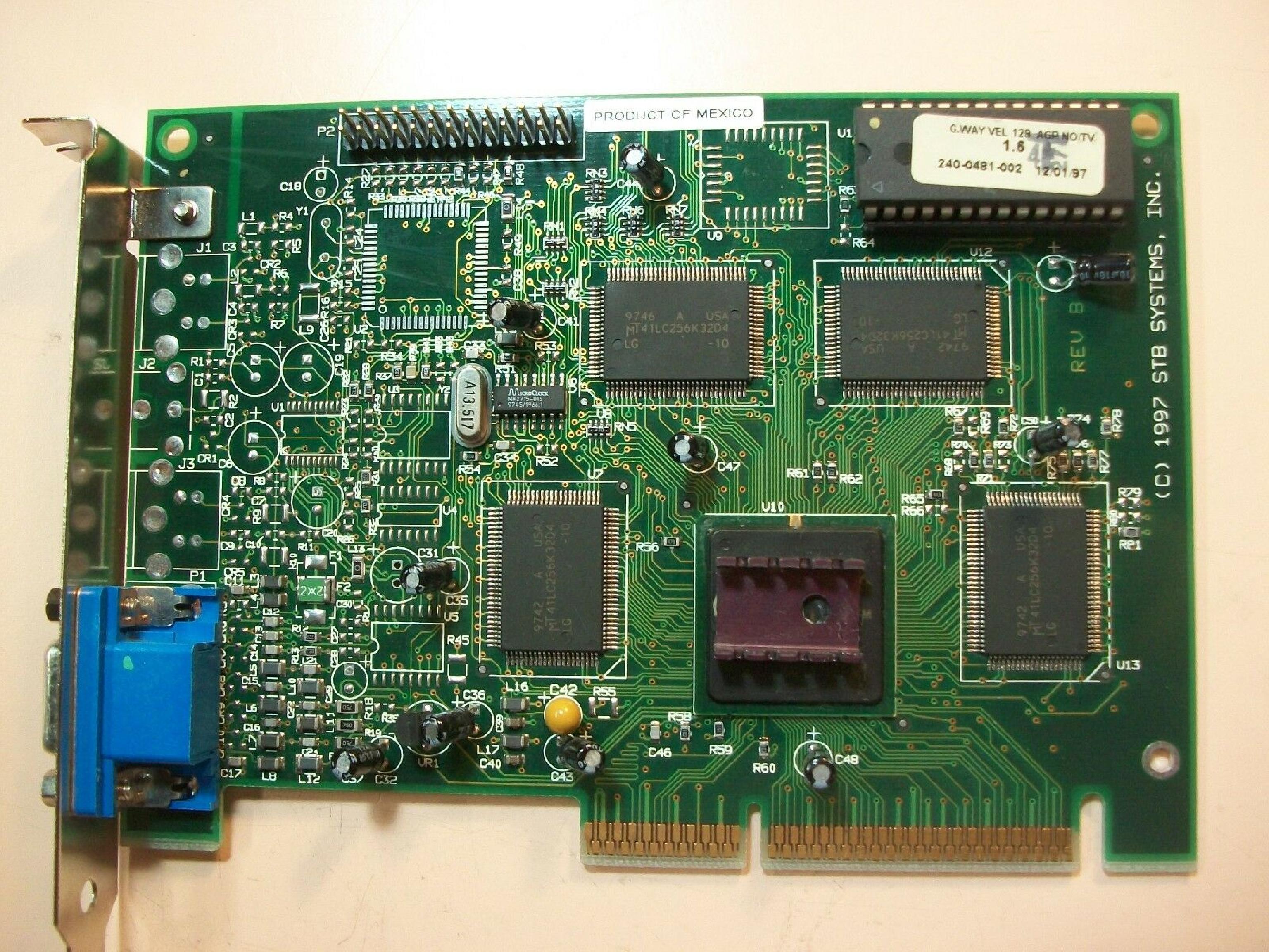 STB SYSTEMS INC 1X0-0554-305 AGP VIDEO CARD VELOCITY 128 AGP NO/TV